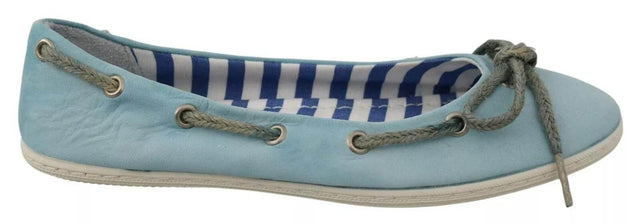 Pantofola D'Oro Sky Blue Suede Lace Bow Loafers Ballet Flat Shoes - Hilstor