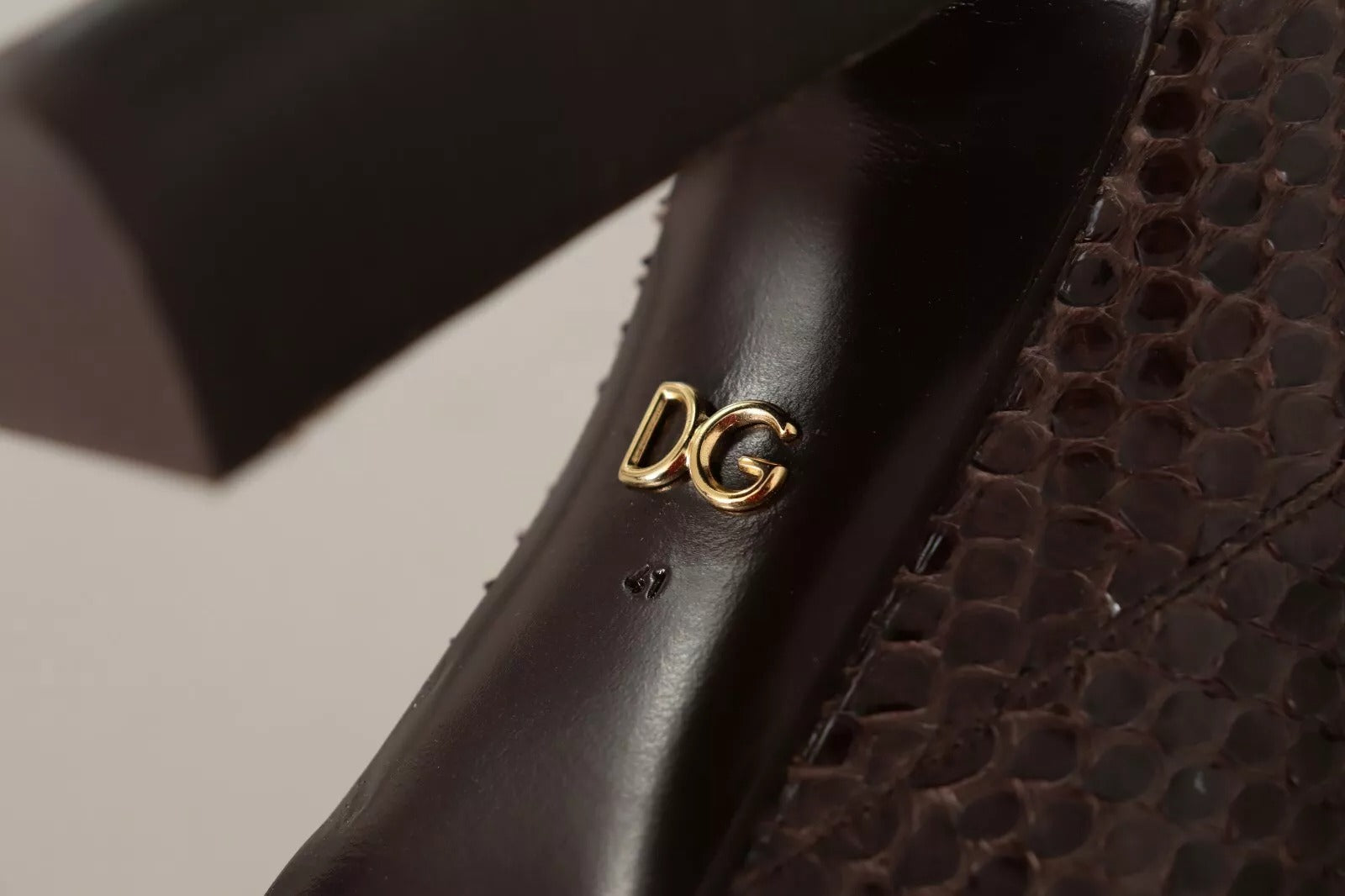 Dolce &amp; Gabbana brune eksotiske læderhæle høje støvler Sko