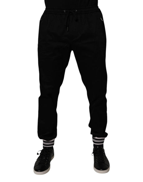 Dolce & Gabbana Black Cotton Stretch Jogger Sweatpants Pants - Hilstor