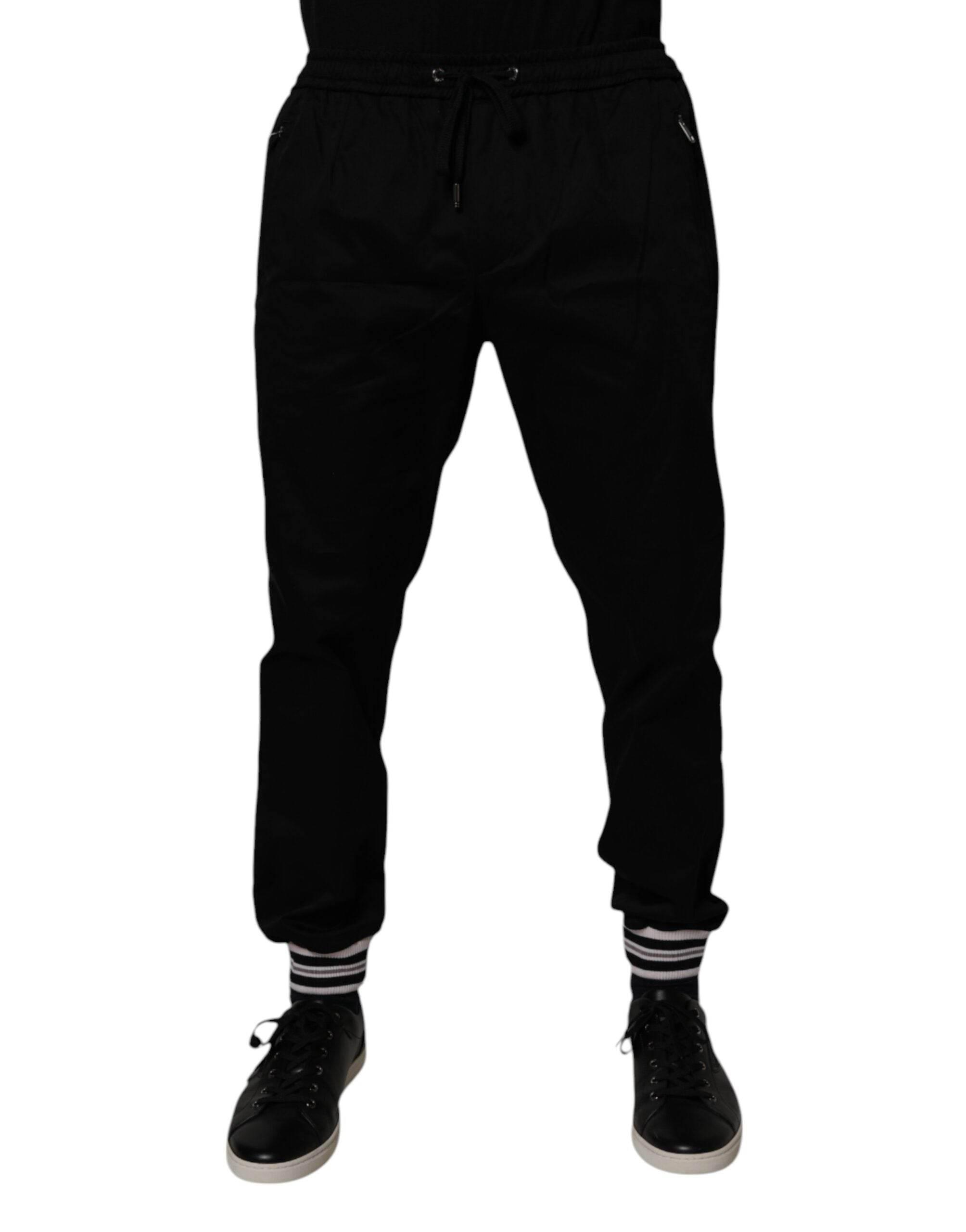 Dolce & Gabbana Black Cotton Stretch Jogger Sweatpants Pants - Hilstor