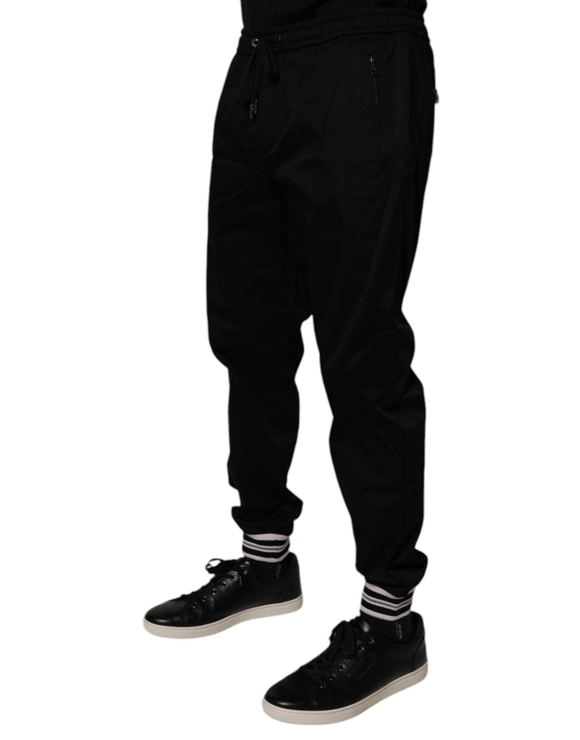 Dolce & Gabbana Black Cotton Stretch Jogger Sweatpants Pants - Hilstor