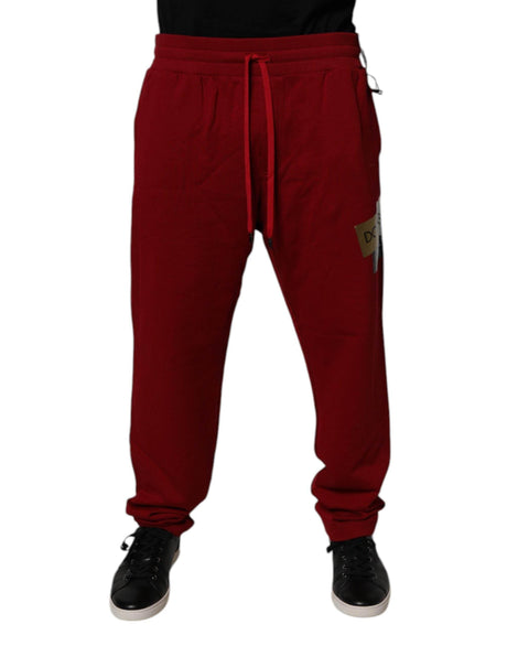 Dolce & Gabbana Red Logo Tape Cotton Jogger Sweatpants Pants - Hilstor