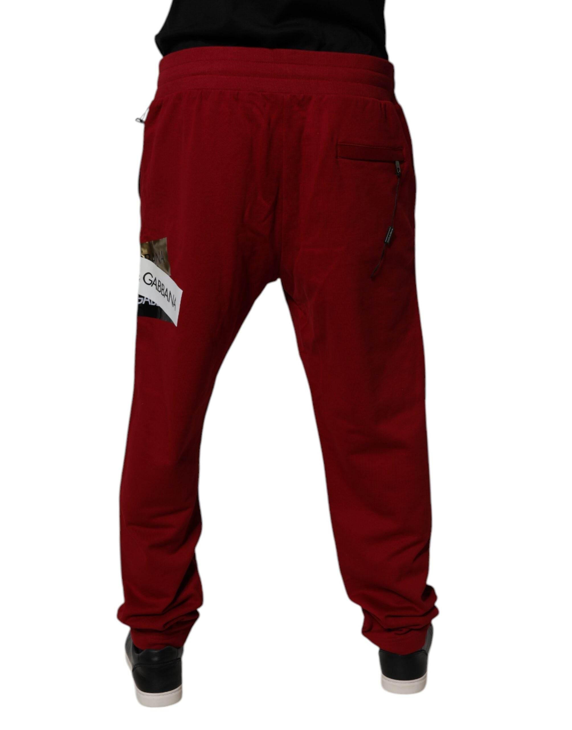 Dolce & Gabbana Red Logo Tape Cotton Jogger Sweatpants Pants - Hilstor