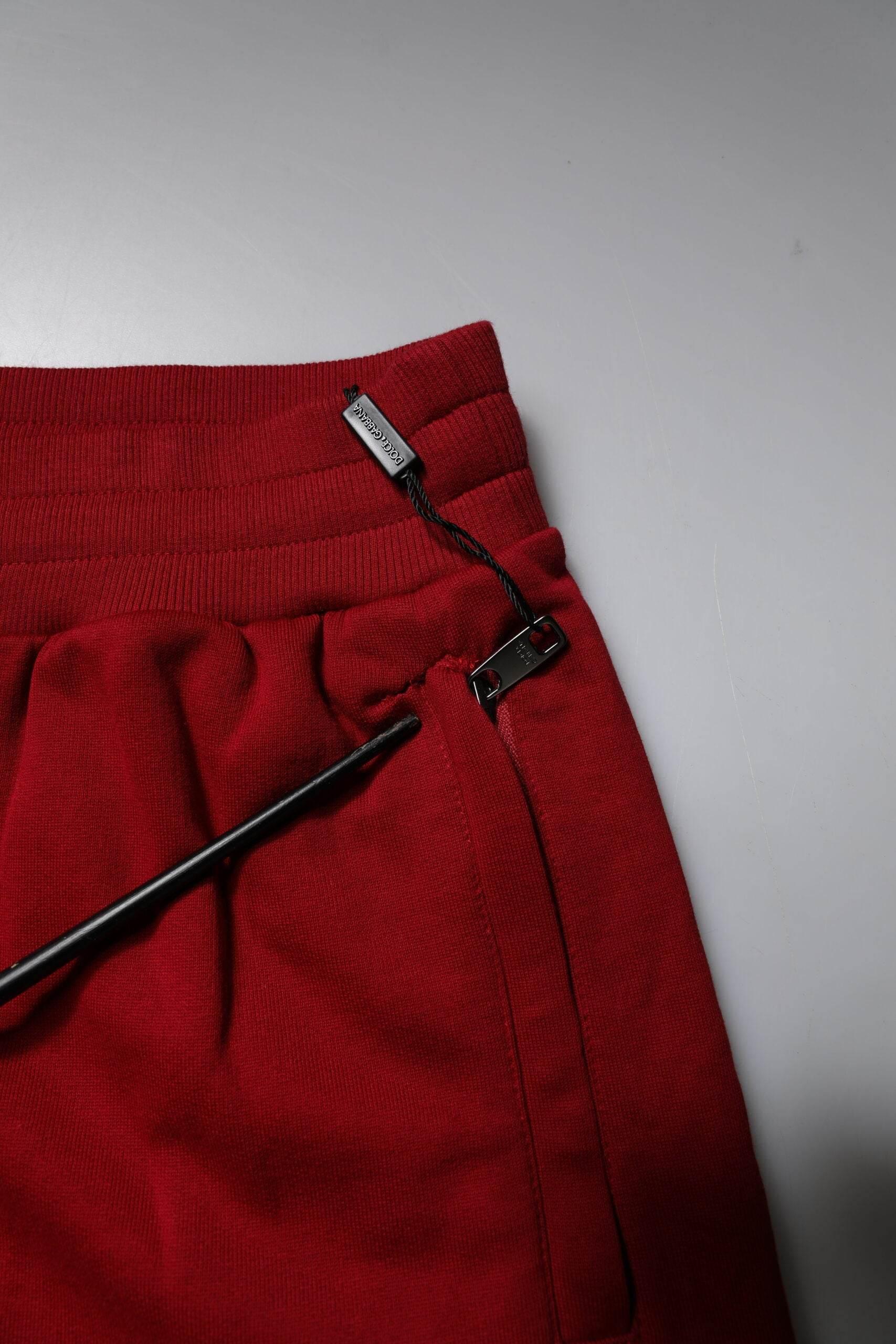 Dolce & Gabbana Red Logo Tape Cotton Jogger Sweatpants Pants - Hilstor