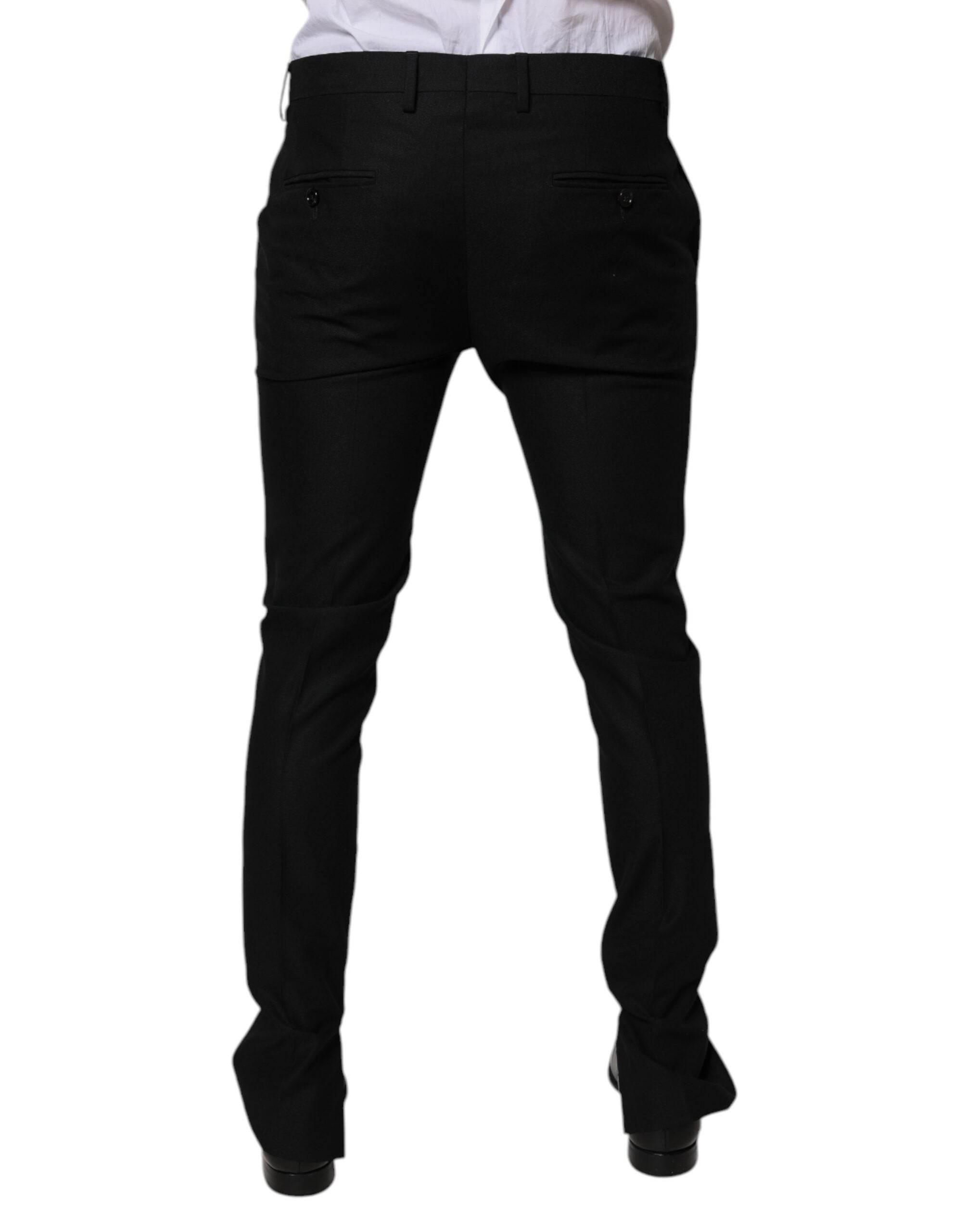 Dolce & Gabbana Black Virgin Wool MenSkinny Dress Formal Pants - Hilstor