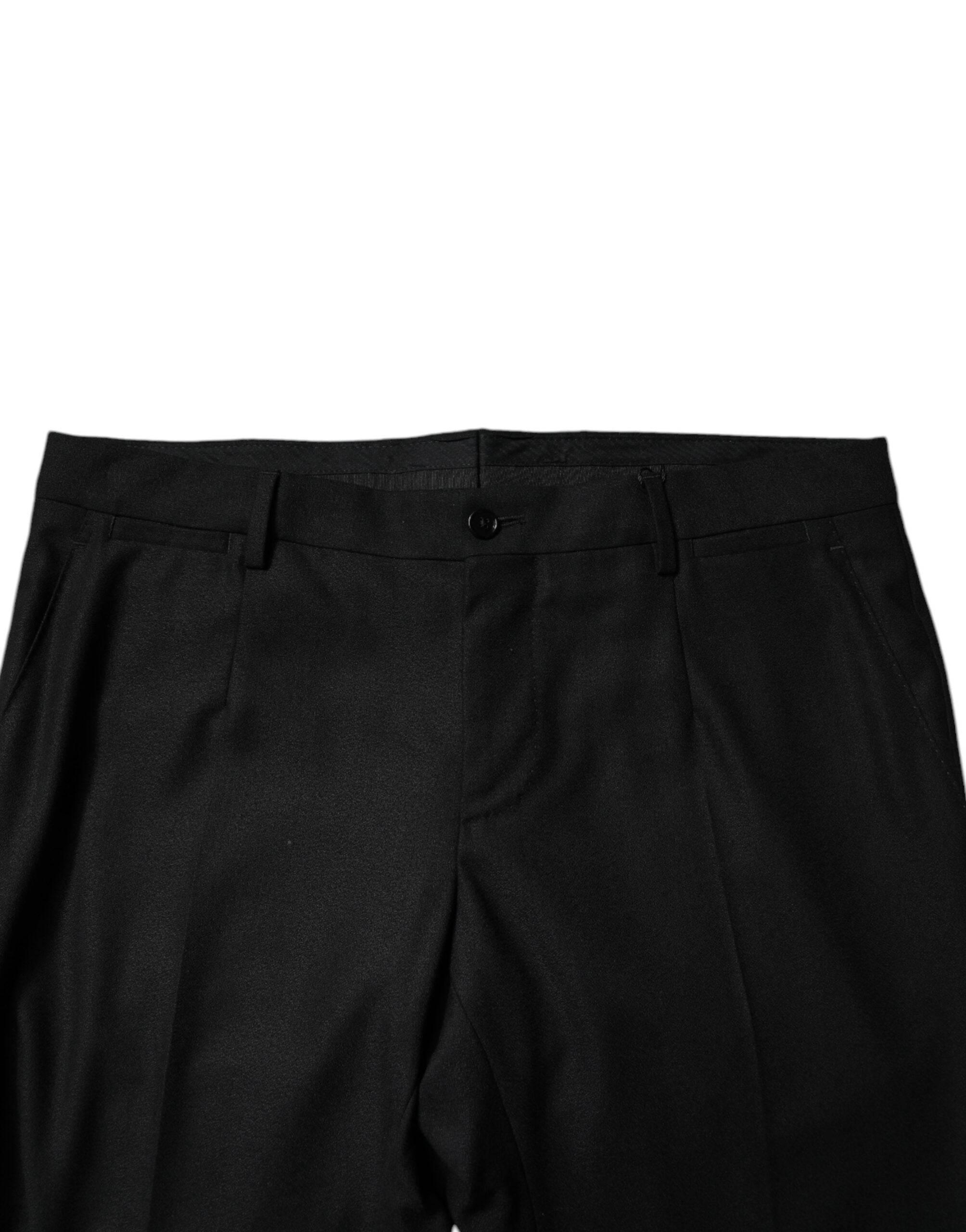 Dolce & Gabbana Black Virgin Wool MenSkinny Dress Formal Pants - Hilstor
