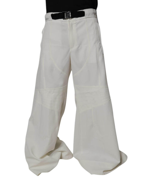 Dolce & Gabbana White Mid Waist Wide Leg Pants - Hilstor