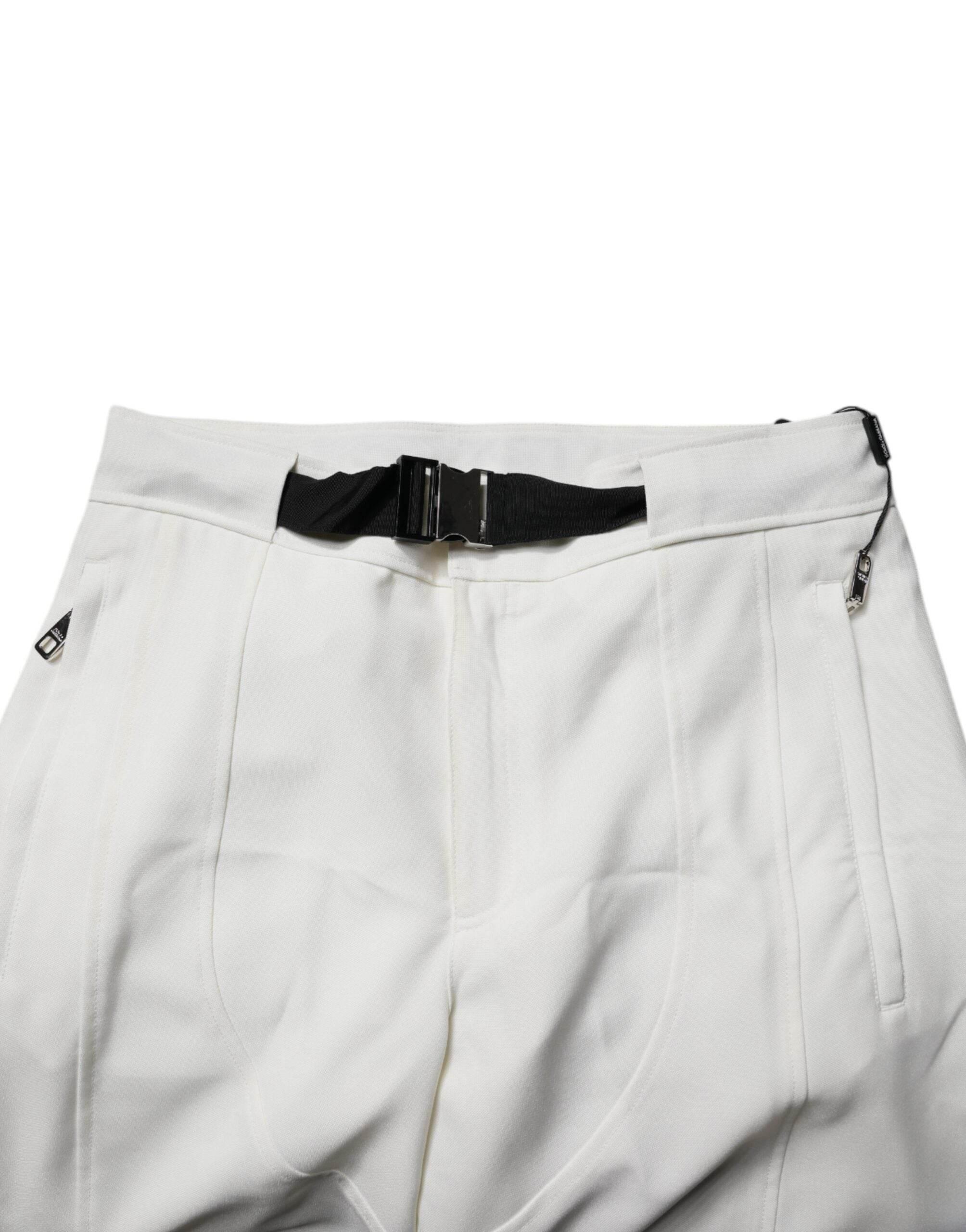 Dolce & Gabbana White Mid Waist Wide Leg Pants - Hilstor