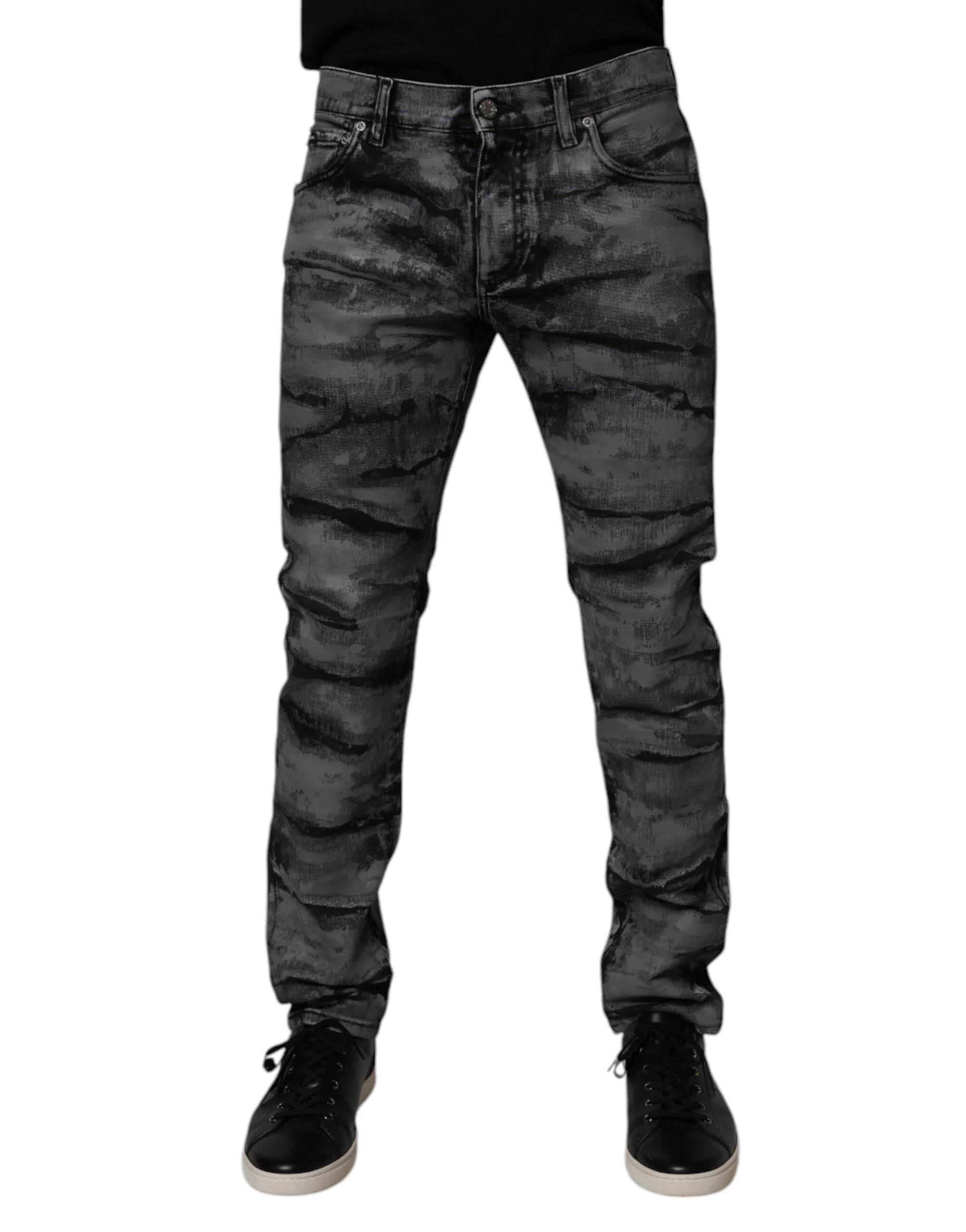 Dolce & Gabbana Gray Tie Dye Cotton Skinny Men Denim Jeans - Hilstor