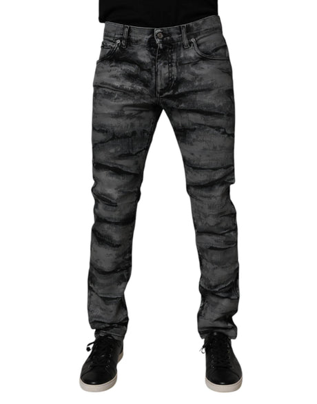 Dolce & Gabbana Gray Tie Dye Cotton Skinny Men Denim Jeans - Hilstor
