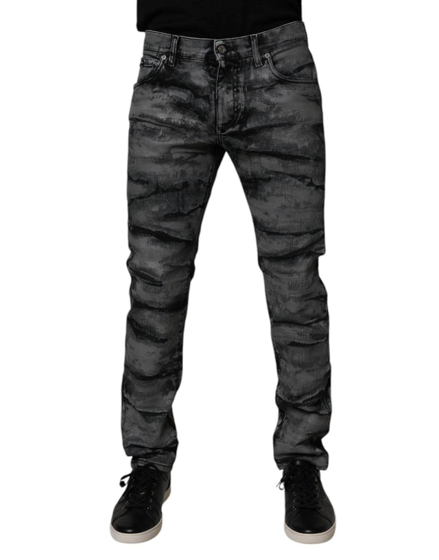 Dolce & Gabbana Gray Tie Dye Cotton Skinny Men Denim Jeans - Hilstor