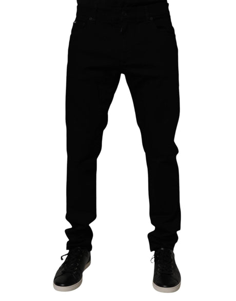 Dolce & Gabbana Black Cotton Stretch Slim Fit Men Denim Jeans - Hilstor