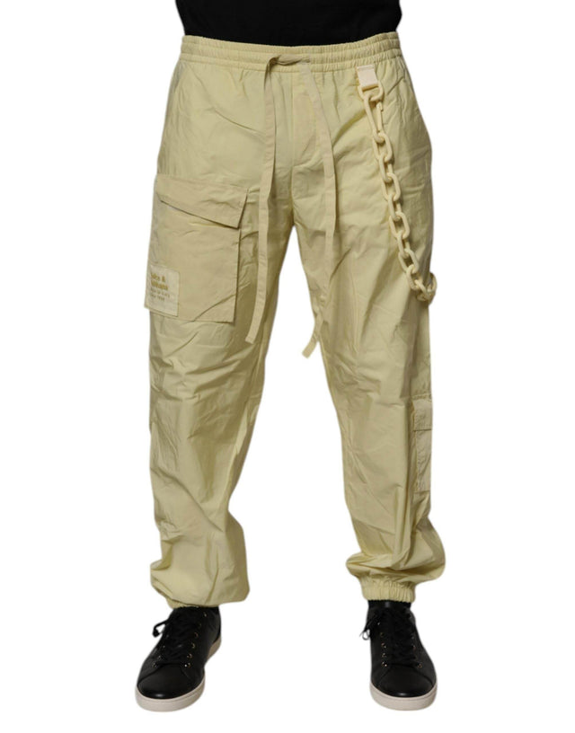 Dolce & Gabbana Yellow Nylon Cargo Chain Men Jogger Pants - Hilstor