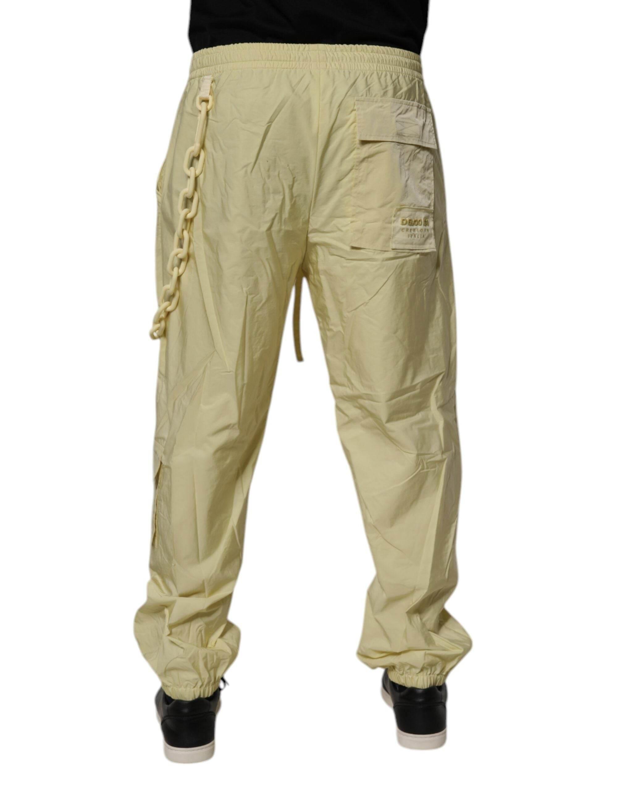 Dolce & Gabbana Yellow Nylon Cargo Chain Men Jogger Pants - Hilstor
