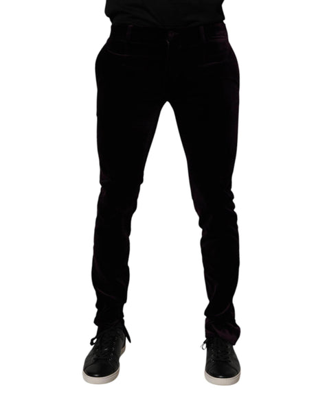 Dolce & Gabbana Violet Velvet Cotton Men Dress Formal Pants - Hilstor