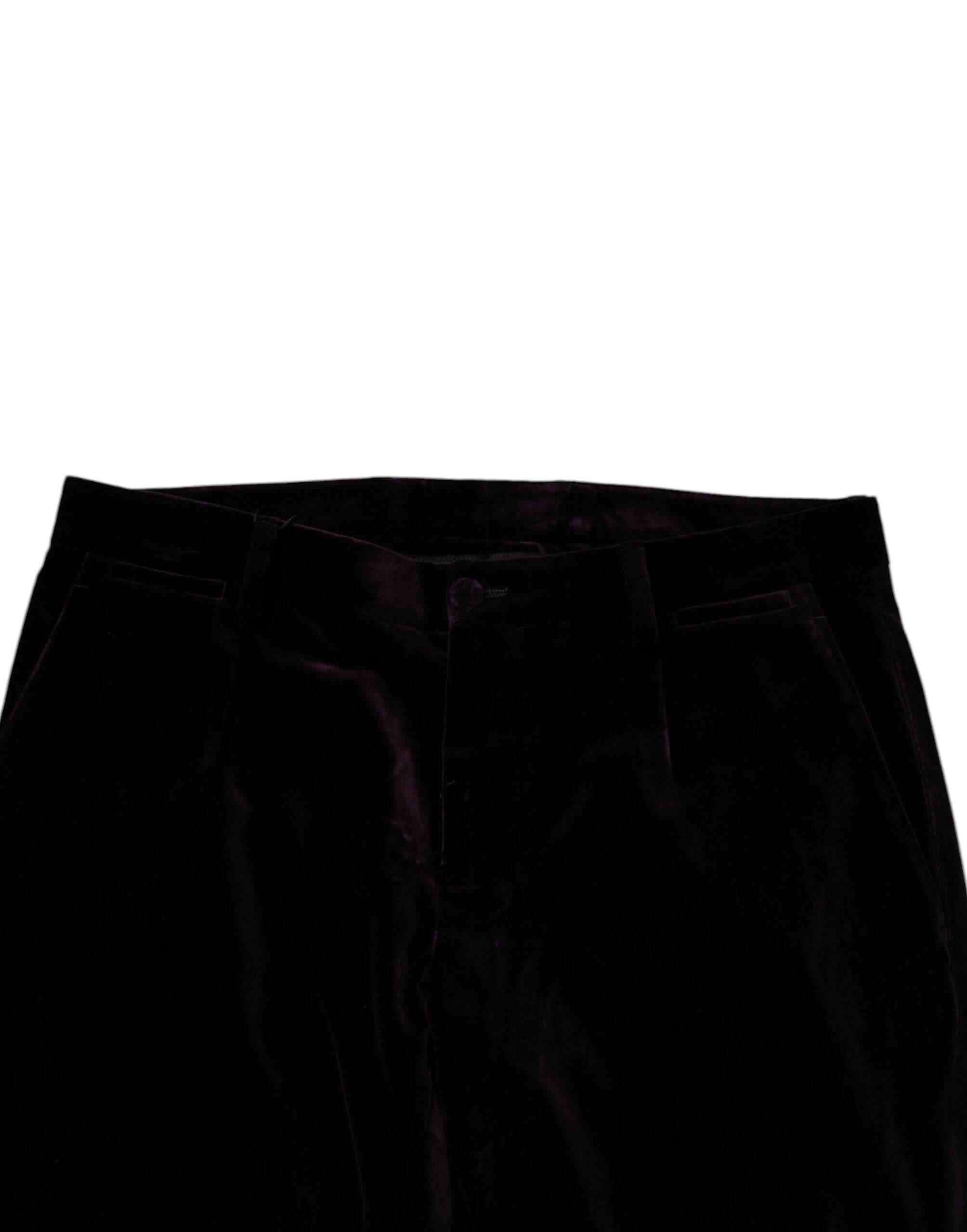Dolce & Gabbana Violet Velvet Cotton Men Dress Formal Pants - Hilstor