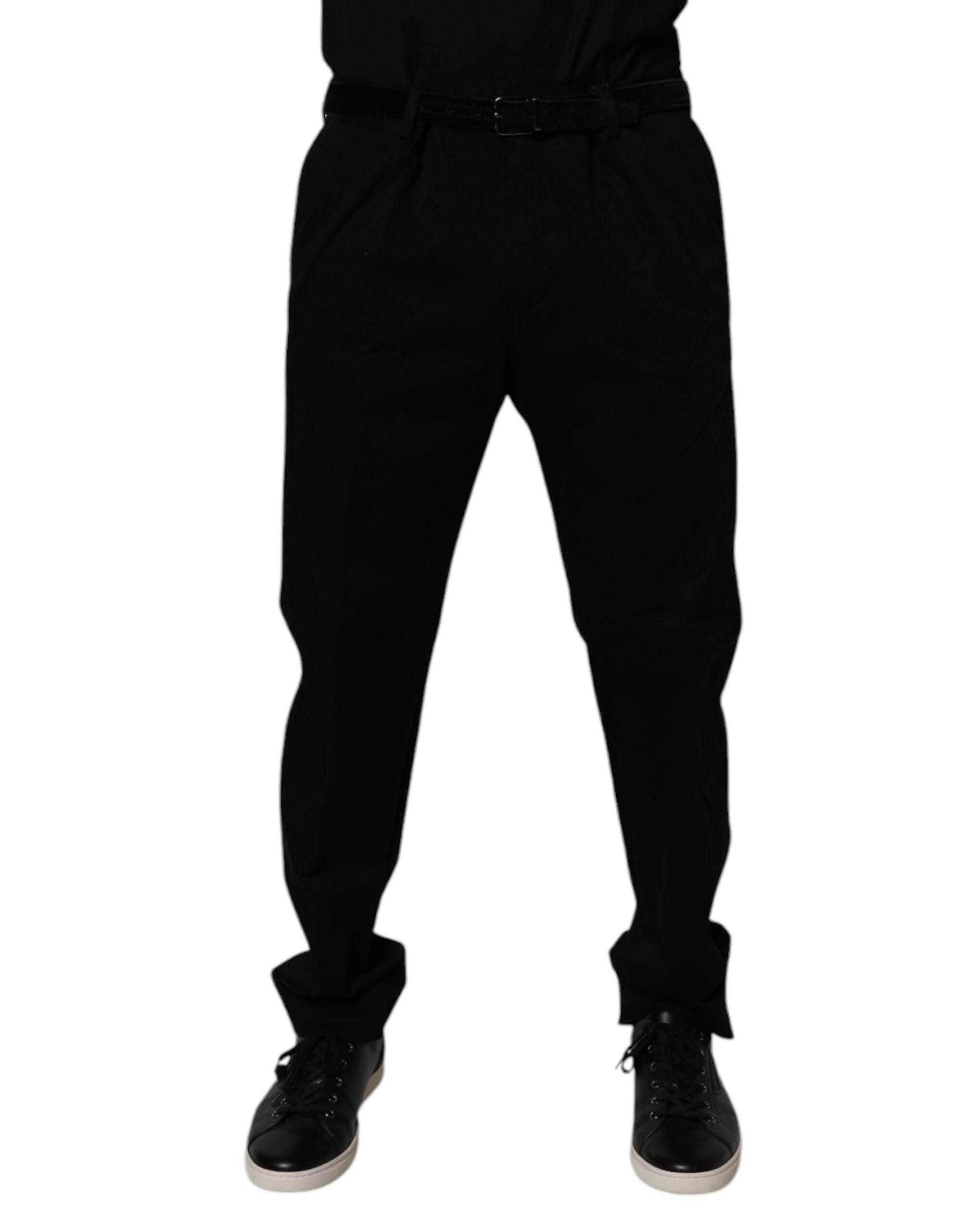 Dolce & Gabbana Black Cotton Men Skinny Dress Formal Pants - Hilstor