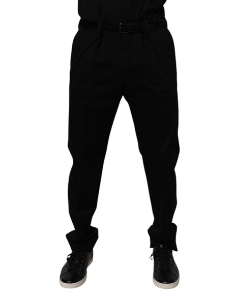 Dolce & Gabbana Black Cotton Men Skinny Dress Formal Pants - Hilstor