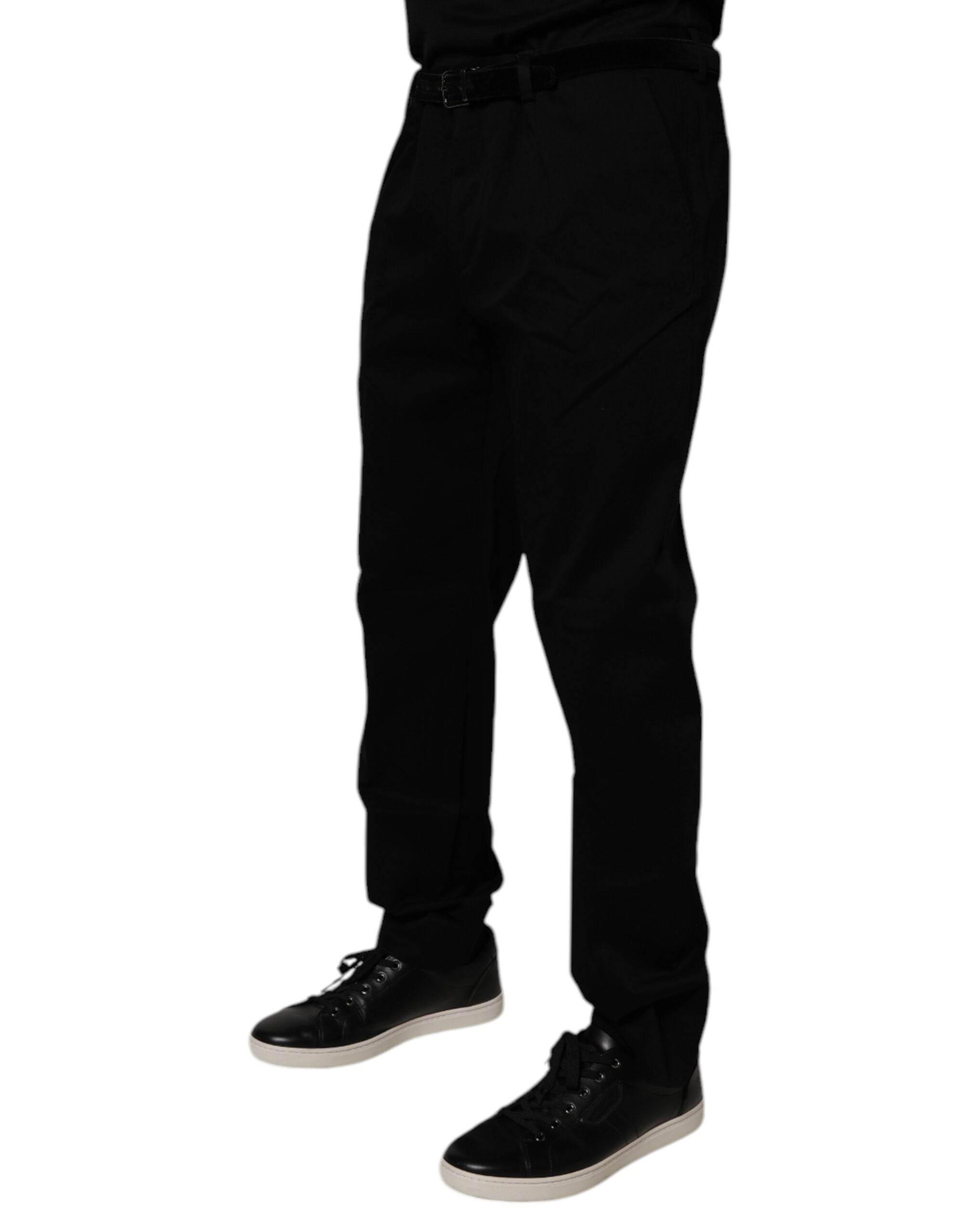 Dolce & Gabbana Black Cotton Men Skinny Dress Formal Pants - Hilstor