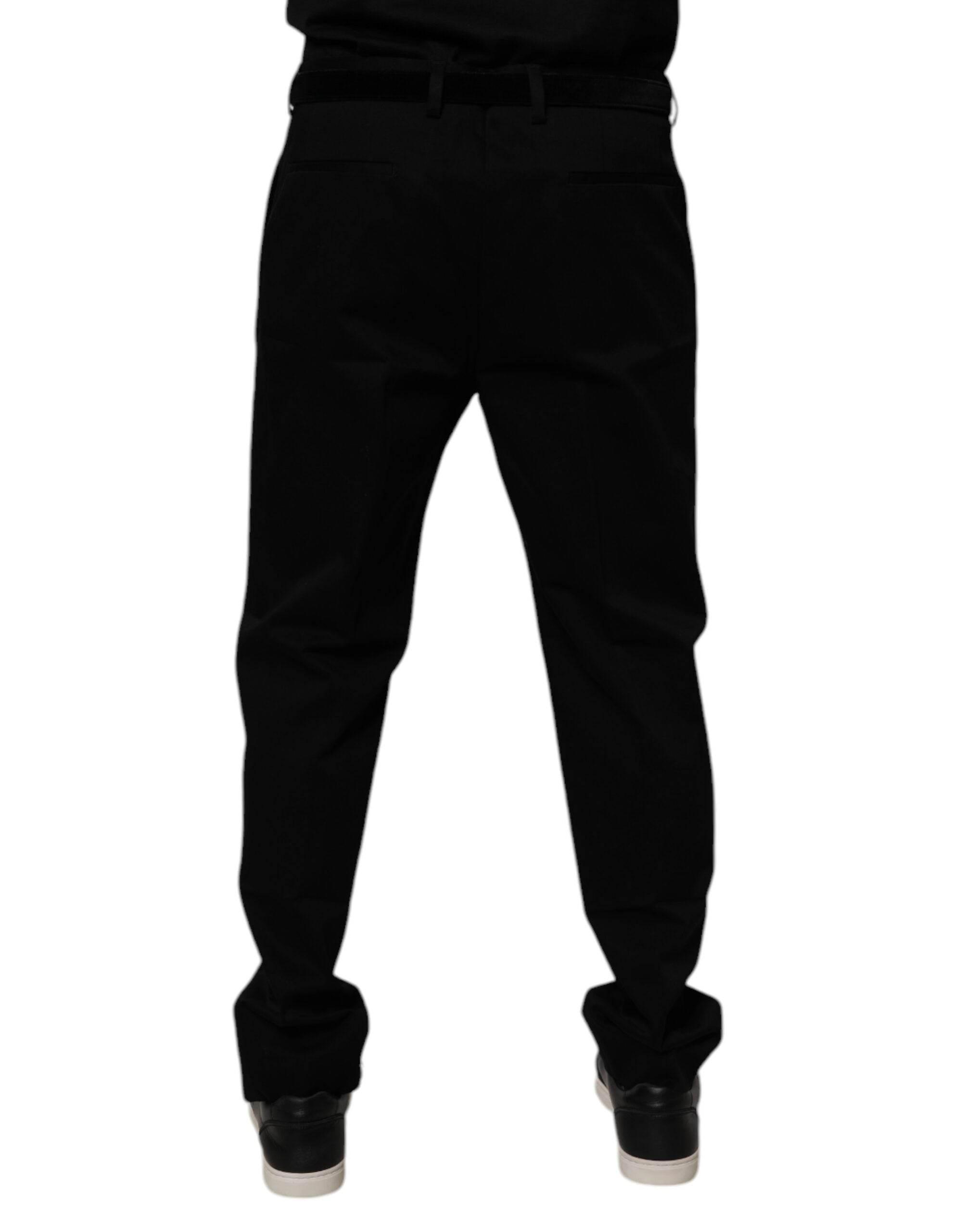 Dolce & Gabbana Black Cotton Men Skinny Dress Formal Pants - Hilstor