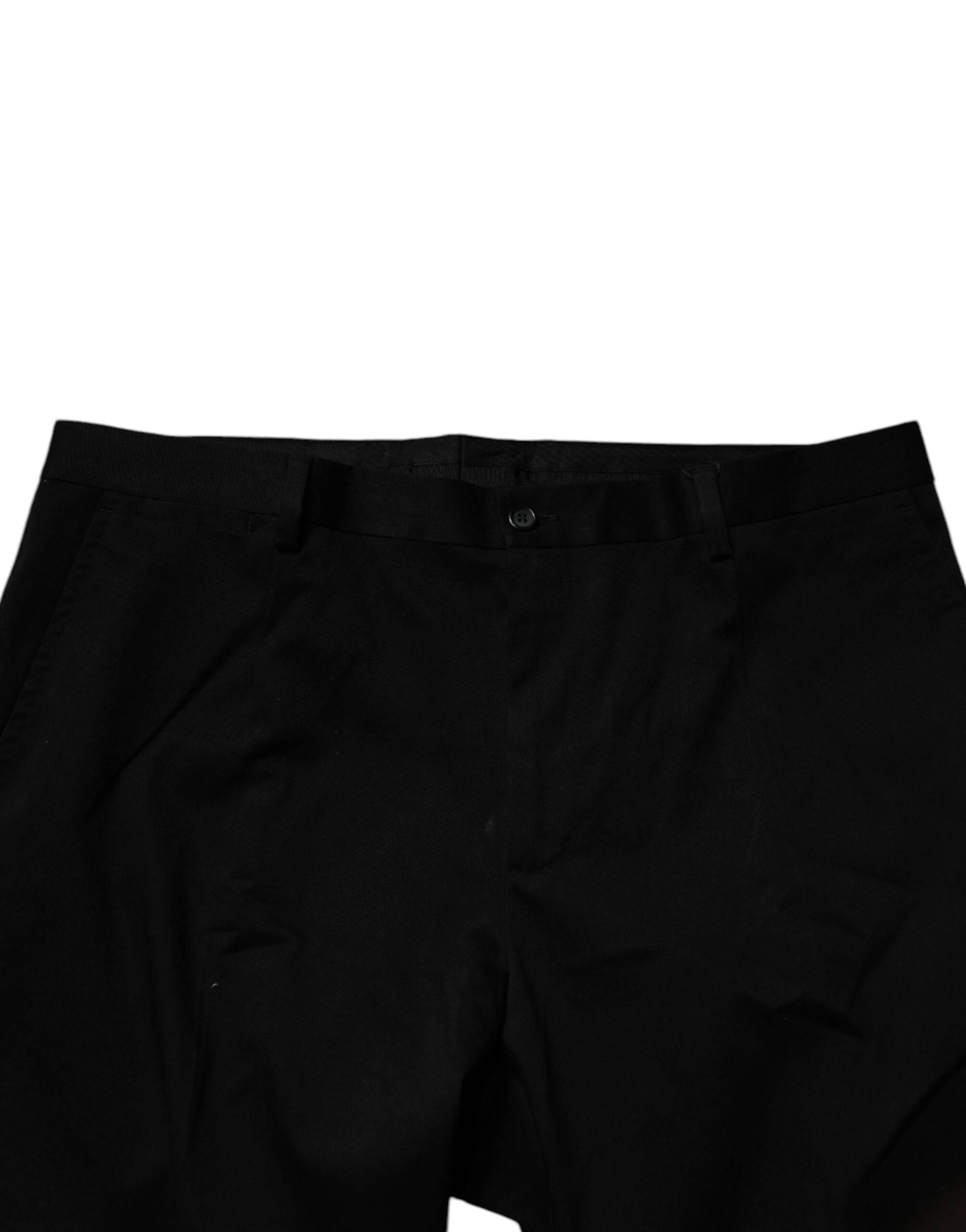 Dolce & Gabbana Black Cotton Men Skinny Dress Formal Pants - Hilstor