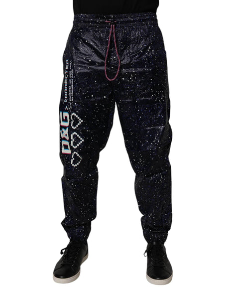 Dolce & Gabbana Dark Blue DG Game Print Cotton Jogger Pants - Hilstor