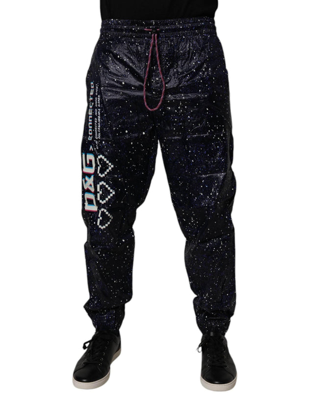 Dolce & Gabbana Dark Blue DG Game Print Cotton Jogger Pants - Hilstor