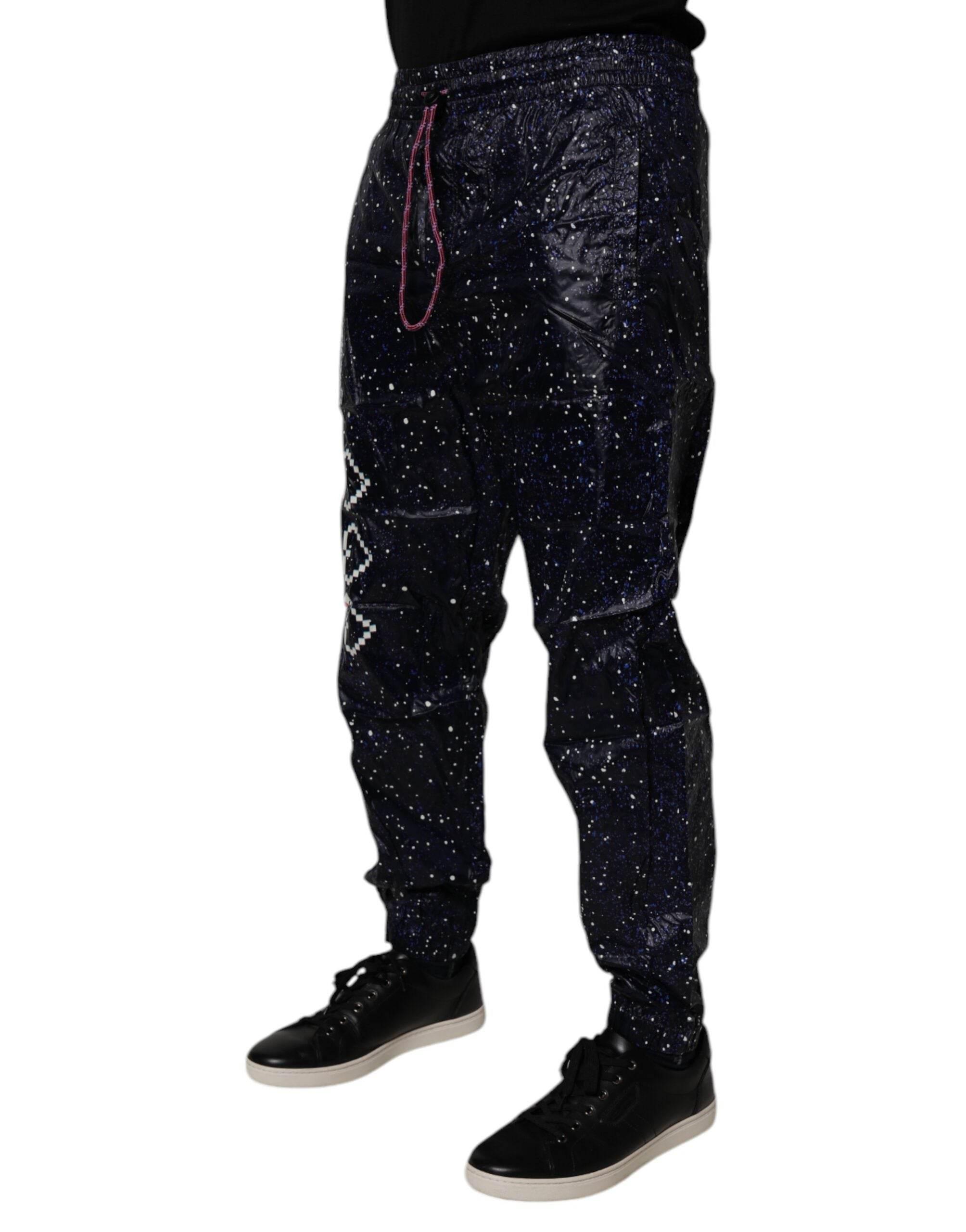 Dolce & Gabbana Dark Blue DG Game Print Cotton Jogger Pants - Hilstor