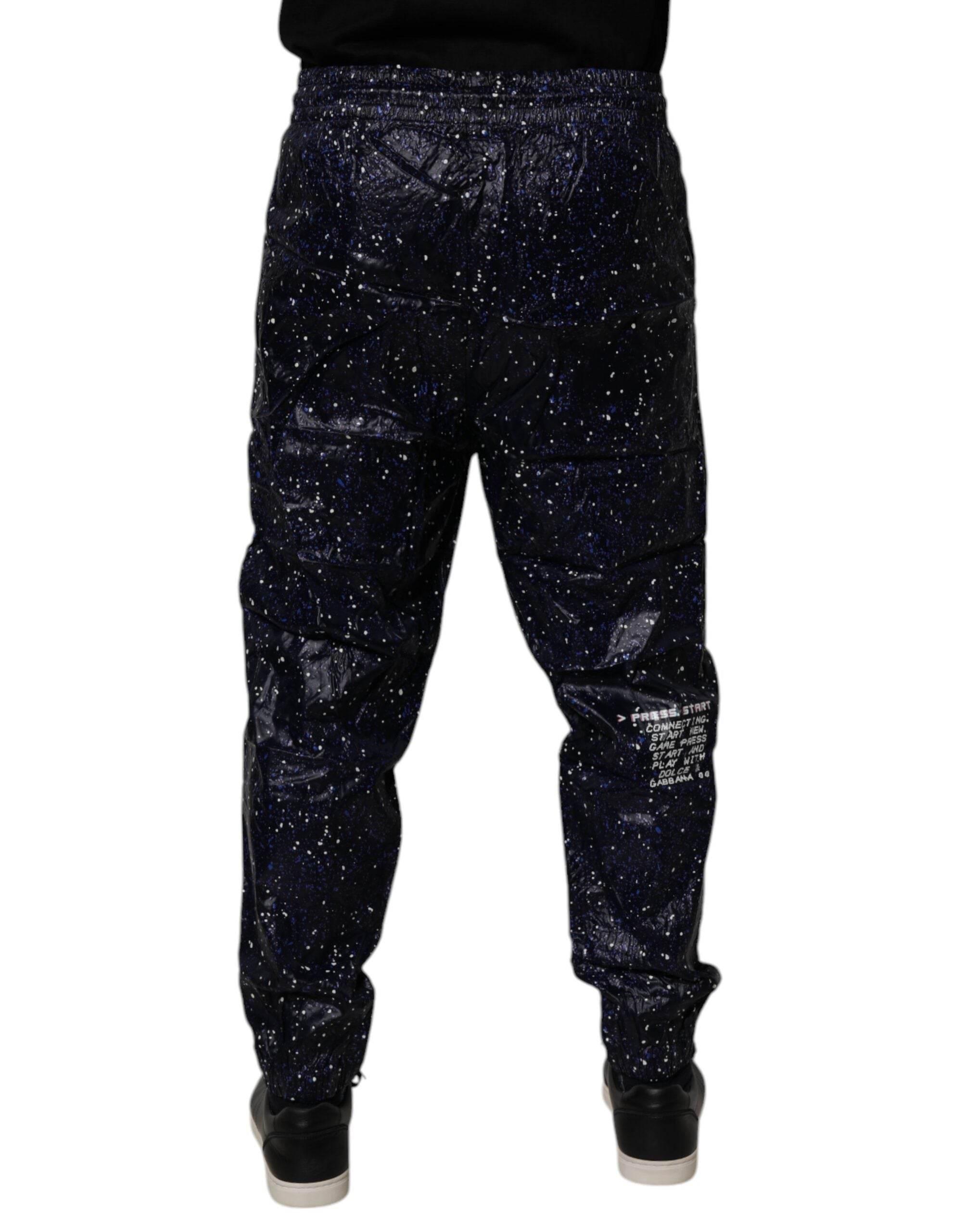 Dolce & Gabbana Dark Blue DG Game Print Cotton Jogger Pants - Hilstor