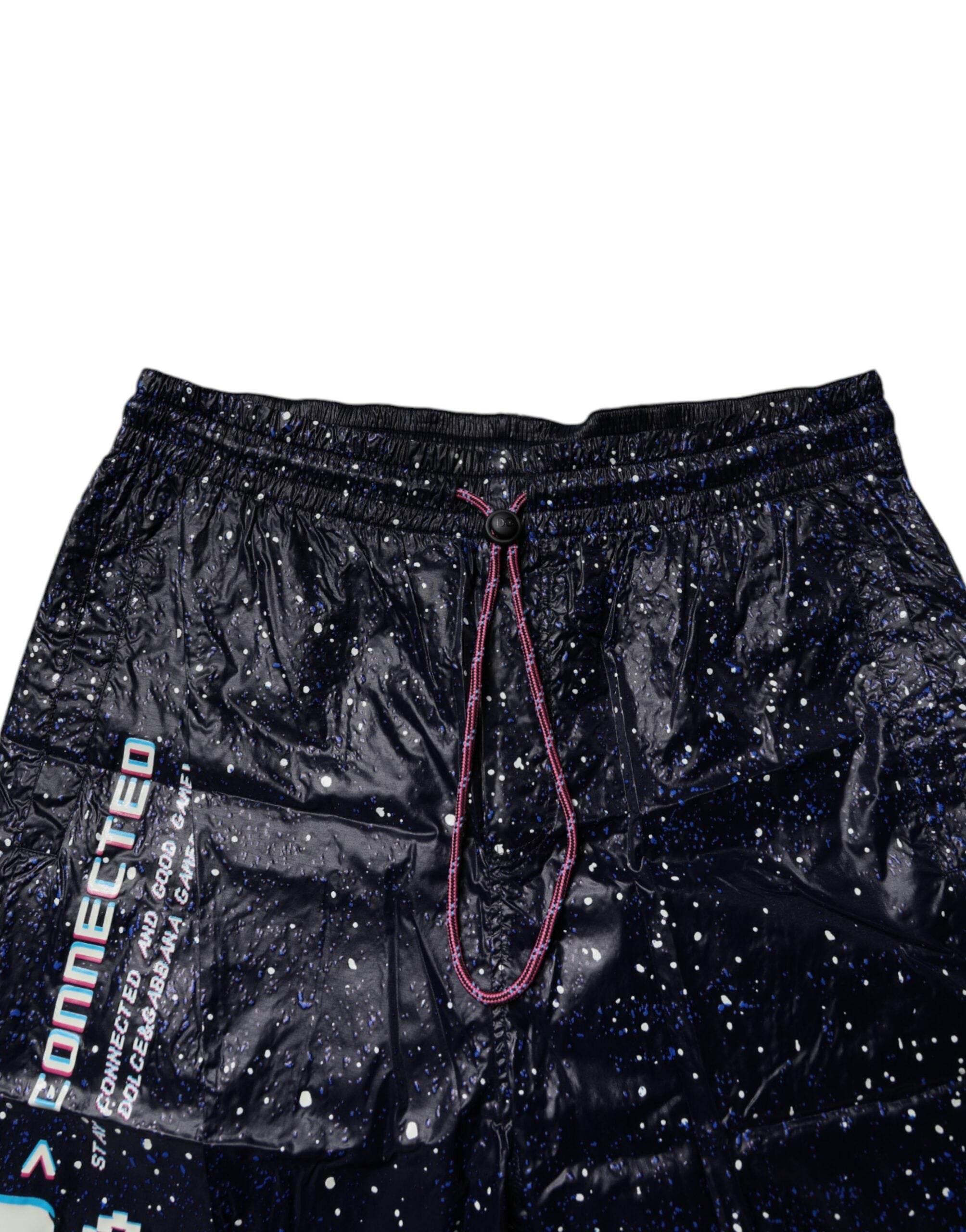Dolce & Gabbana Dark Blue DG Game Print Cotton Jogger Pants - Hilstor