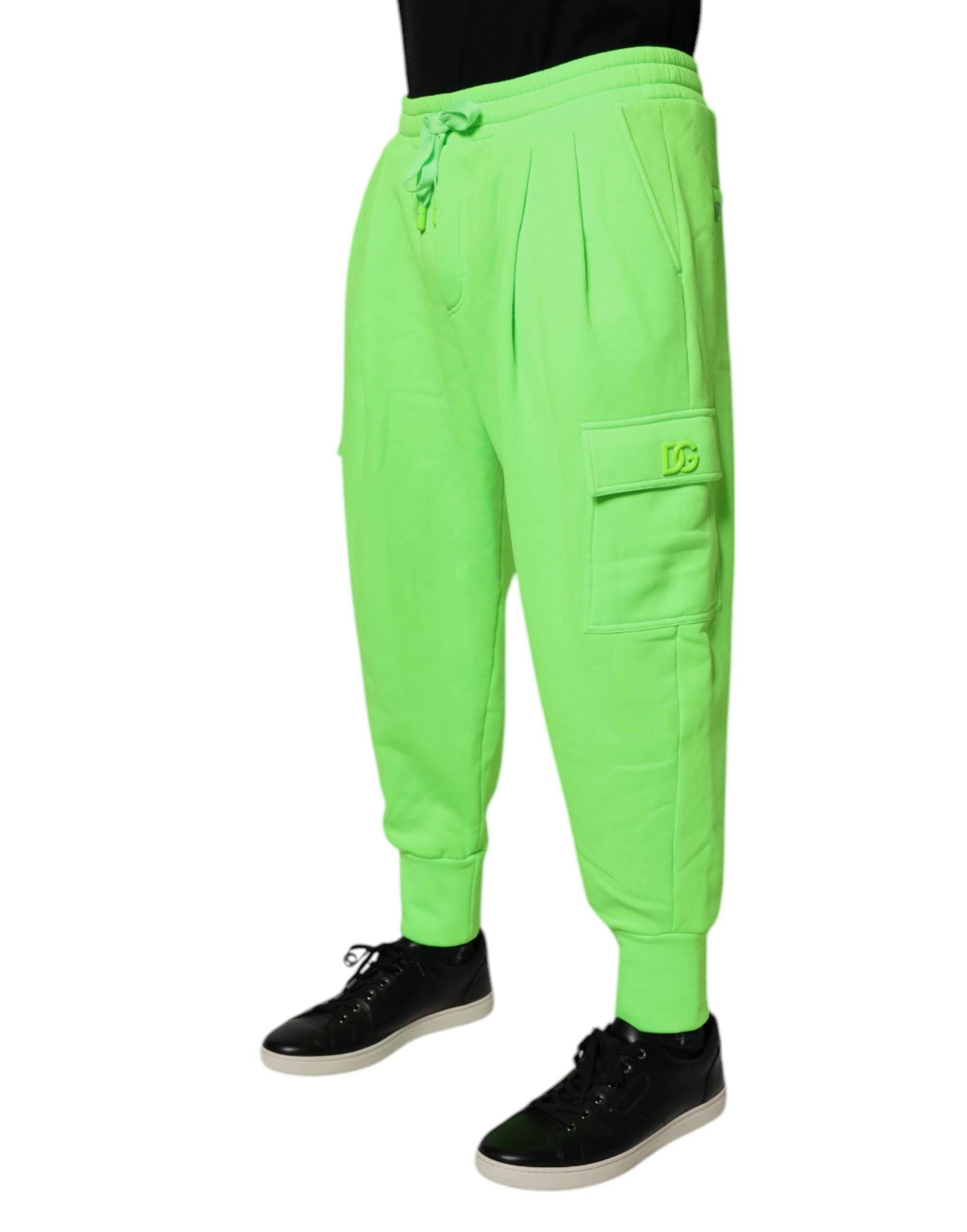Dolce & Gabbana Neon Green Cargo Jogger Men Sweatpants Pants - Hilstor