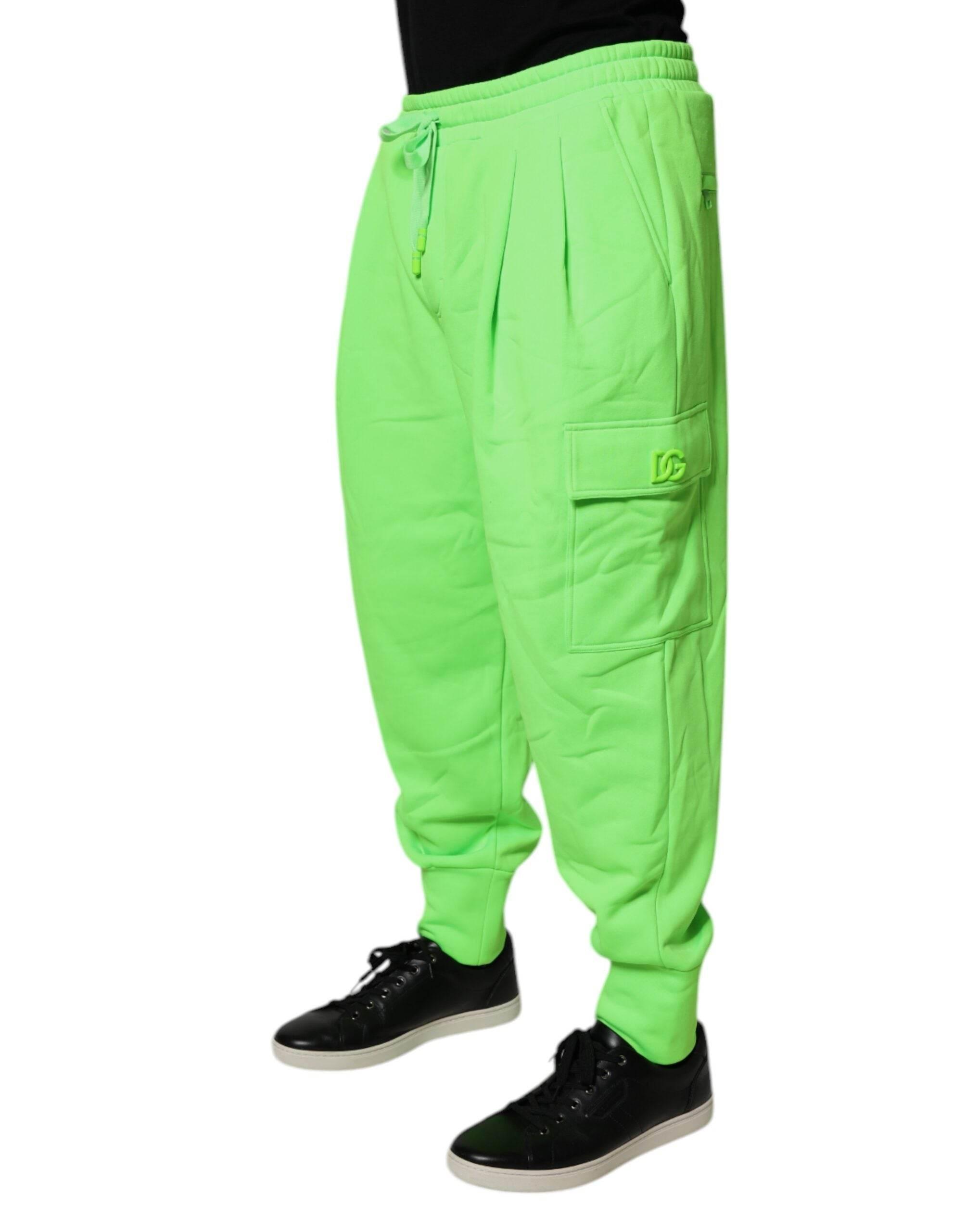 Dolce & Gabbana Neon Green Cargo Jogger Men Sweatpants Pants - Hilstor