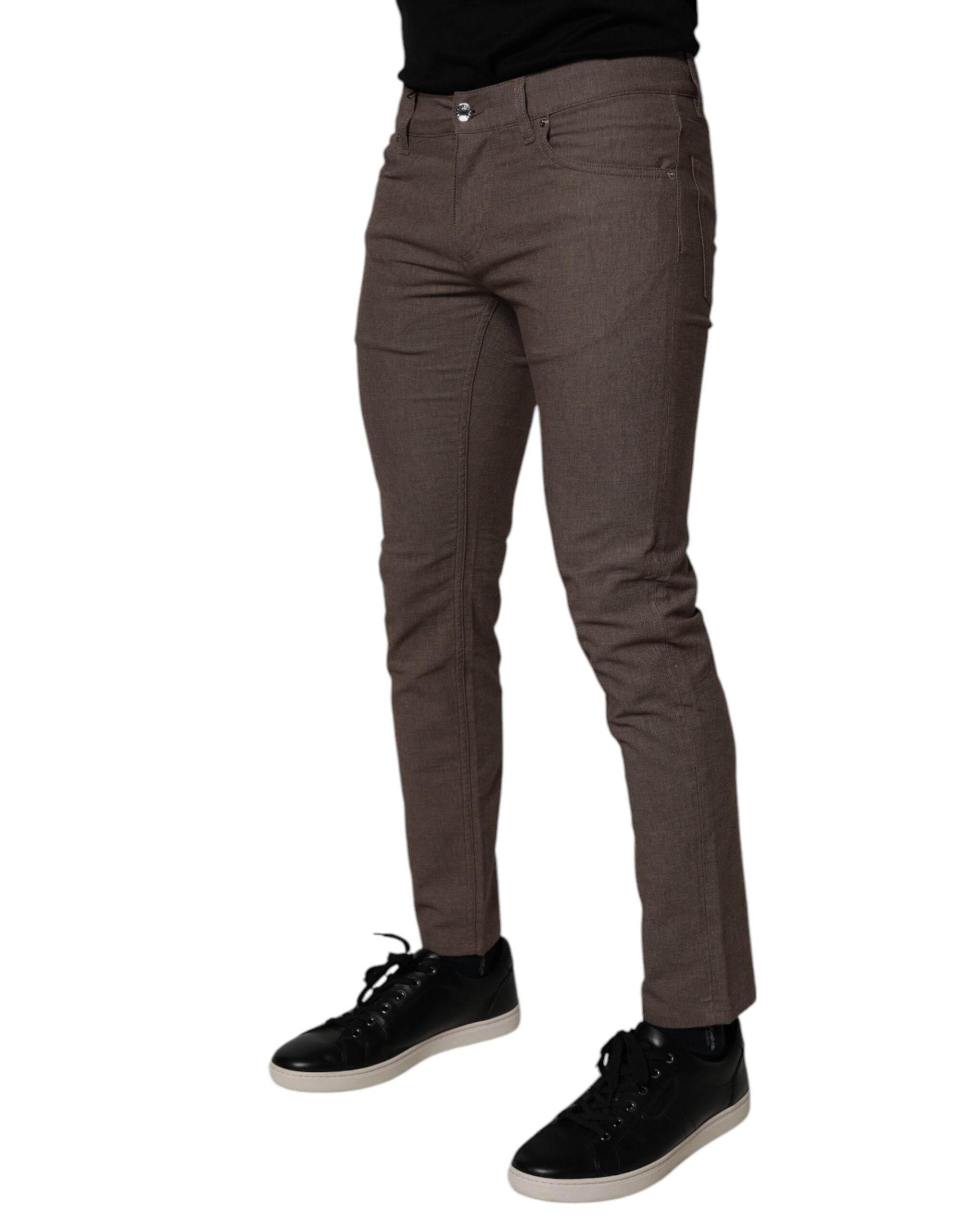 Dolce & Gabbana Brown Cotton Stretch Chino Pants - Hilstor