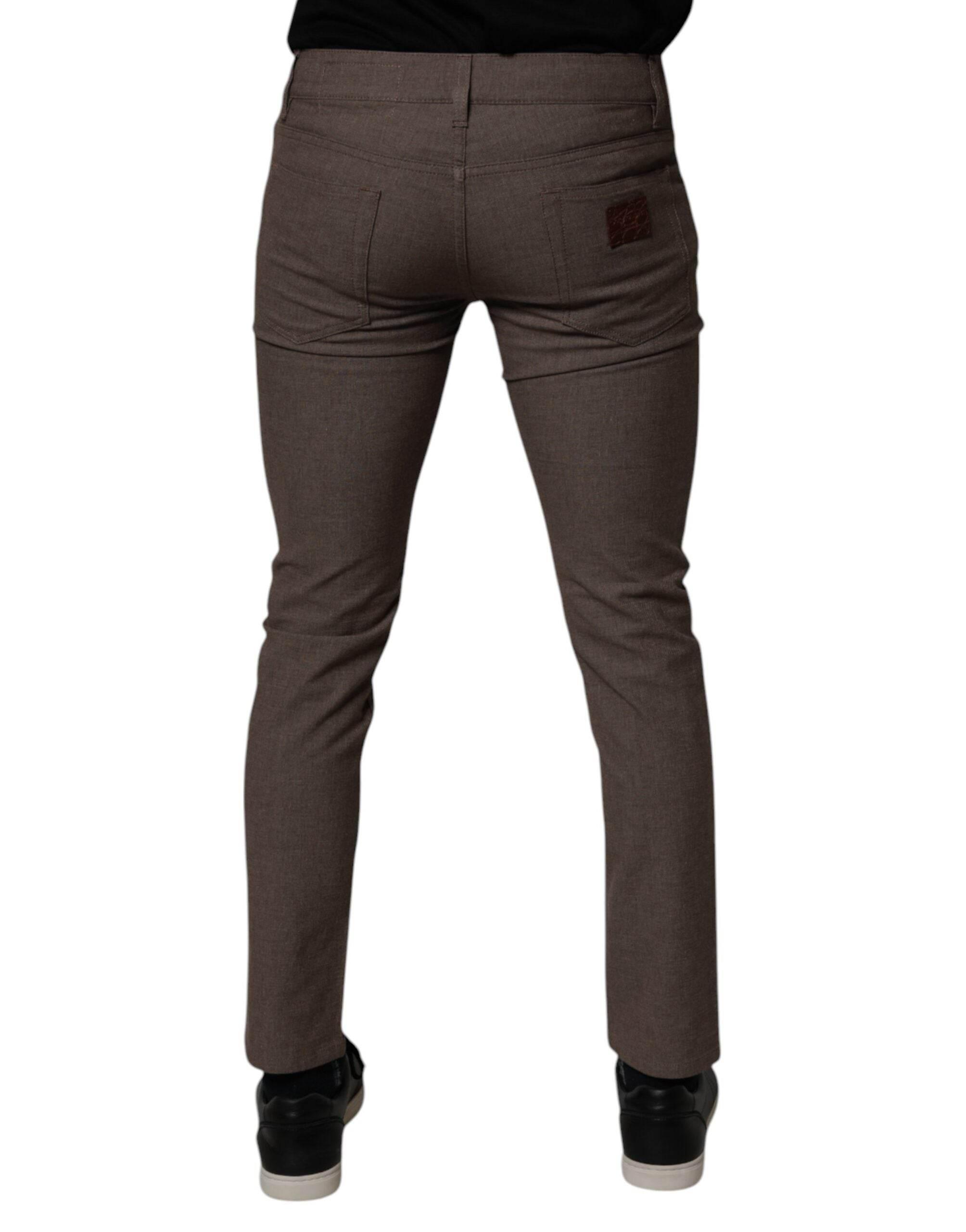 Dolce & Gabbana Brown Cotton Stretch Chino Pants - Hilstor