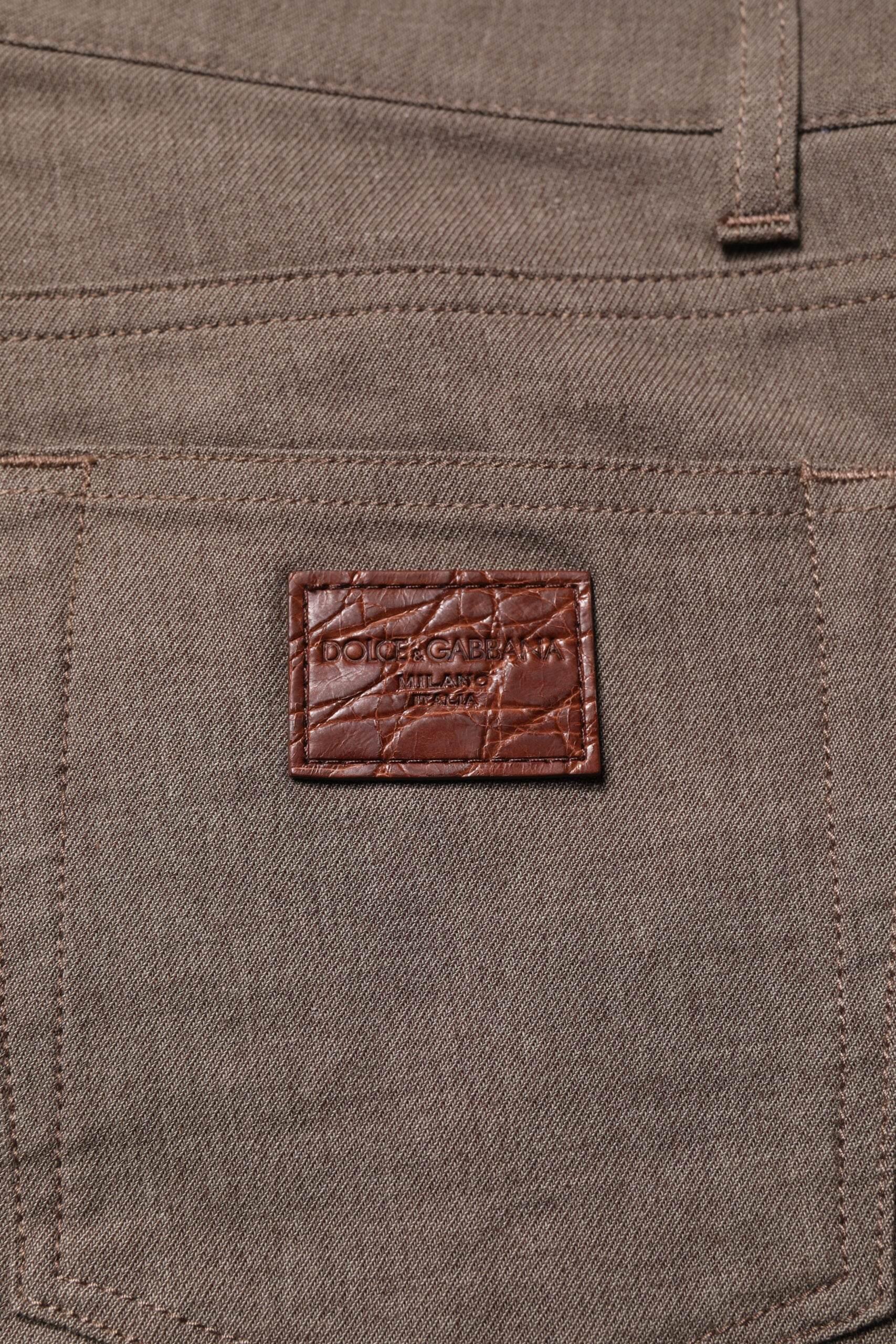 Dolce & Gabbana Brown Cotton Stretch Chino Pants - Hilstor