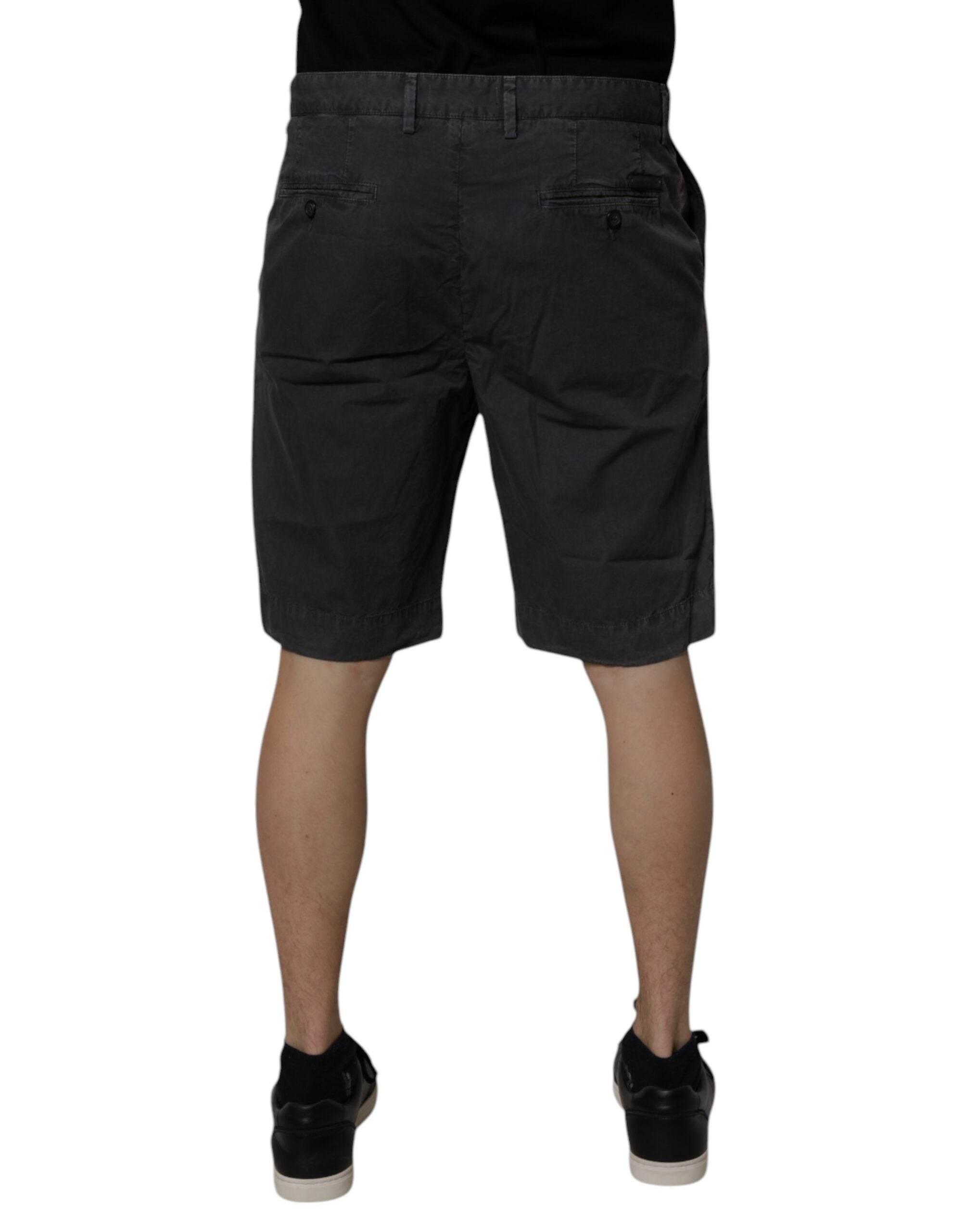 Dolce & Gabbana Dark Gray Cotton Mid Waist Men Bermuda Shorts - Hilstor