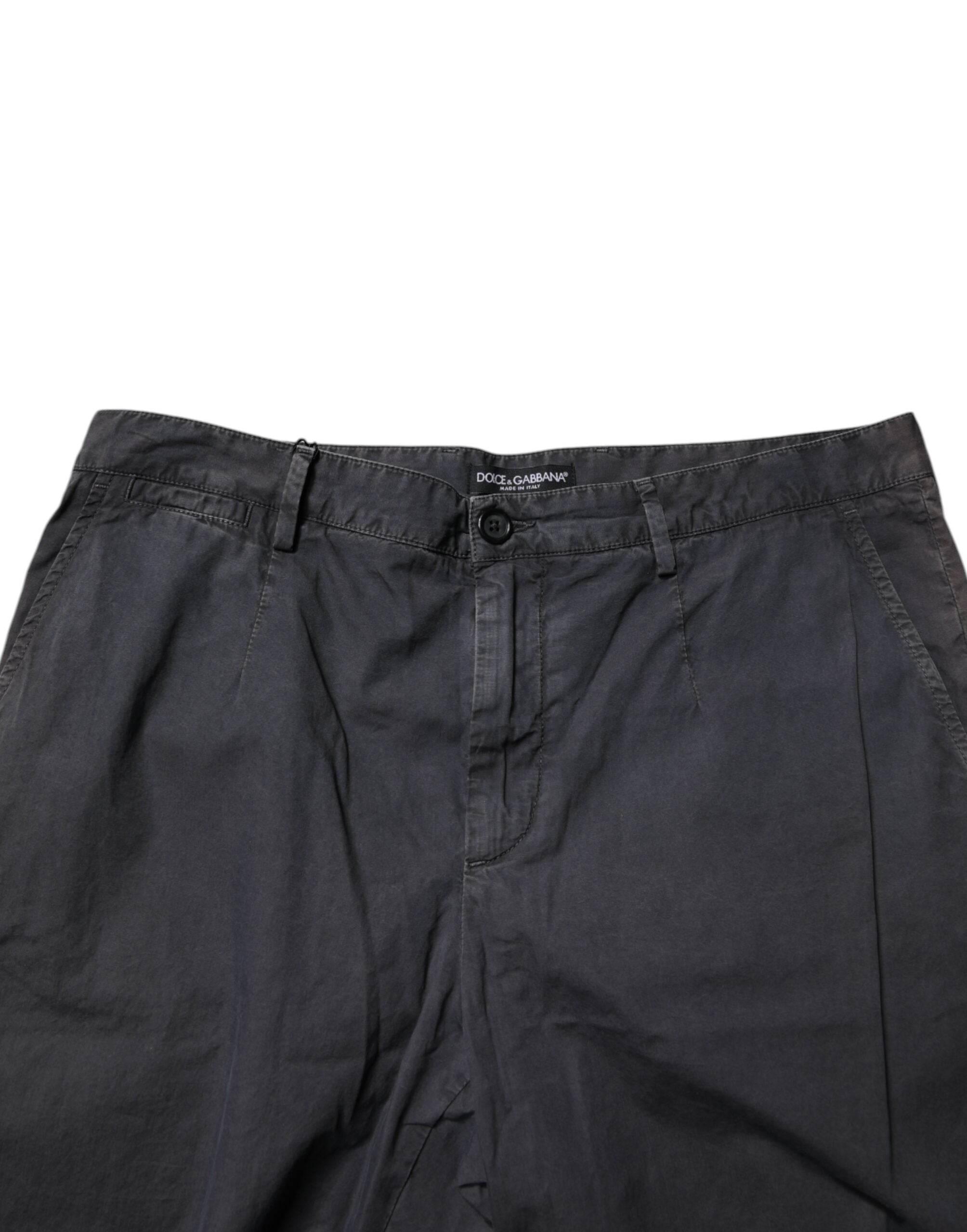 Dolce & Gabbana Dark Gray Cotton Mid Waist Men Bermuda Shorts - Hilstor