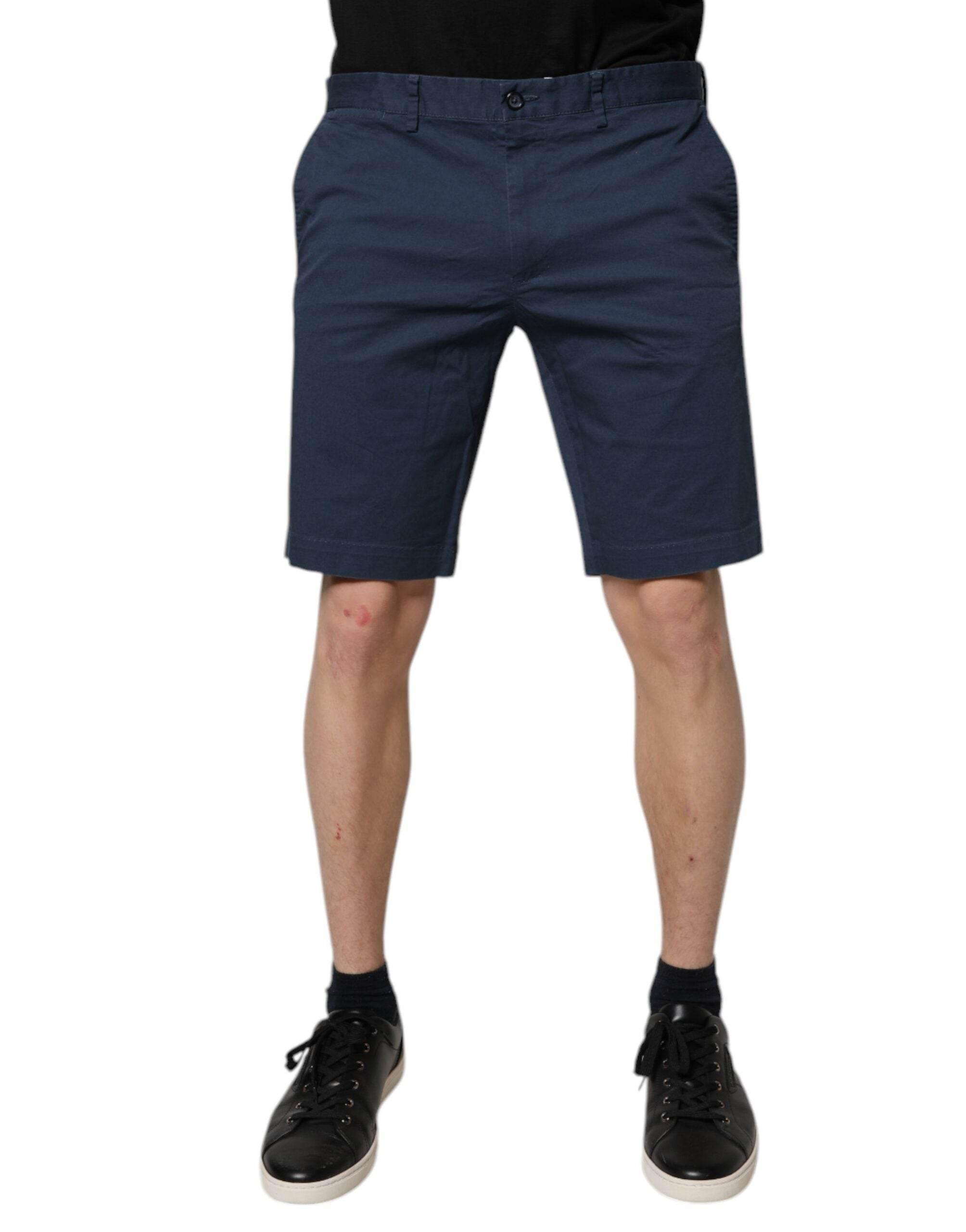 Dolce & Gabbana Blue Cotton Mid Waist Men Bermuda Shorts - Hilstor