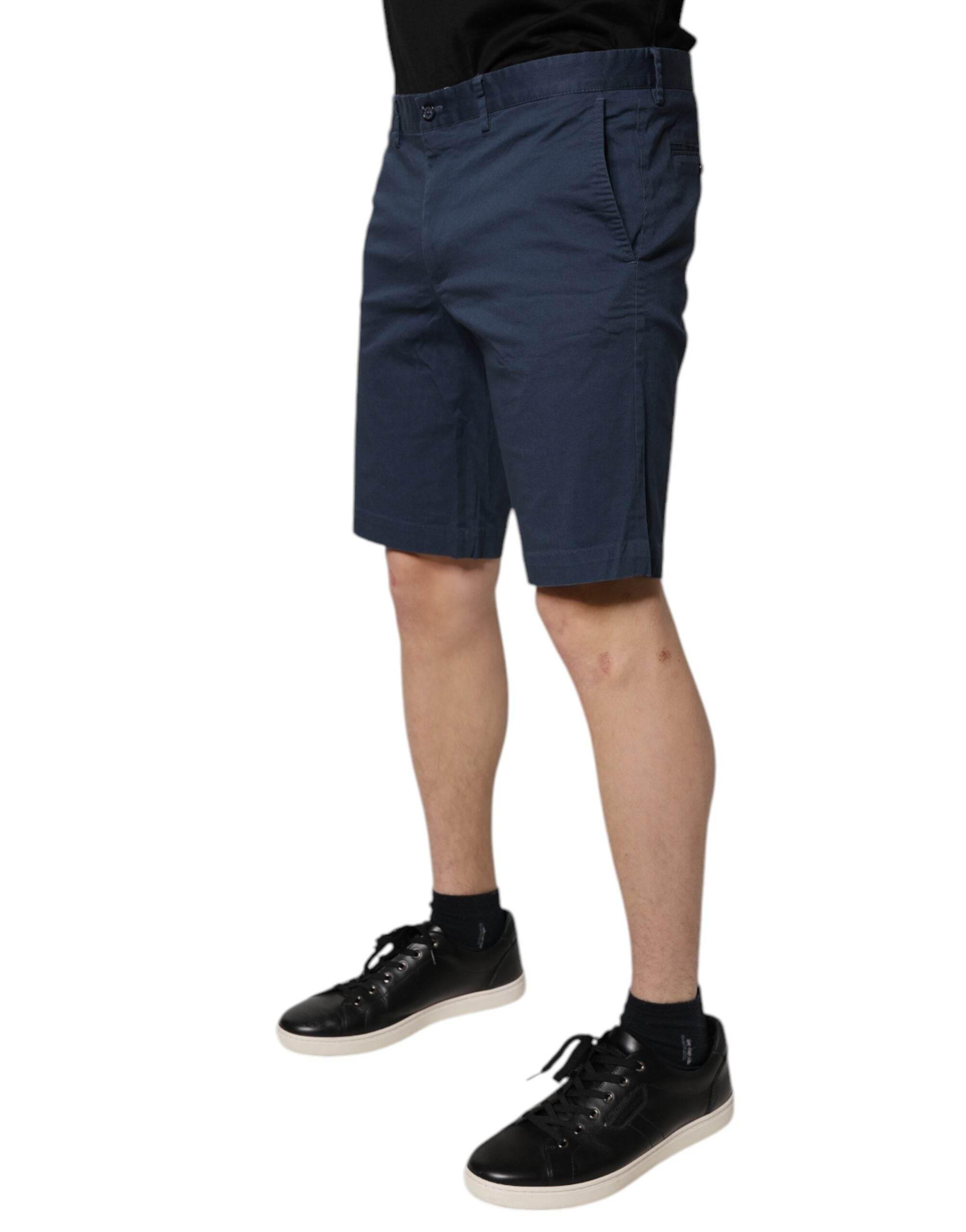 Dolce & Gabbana Blue Cotton Mid Waist Men Bermuda Shorts - Hilstor
