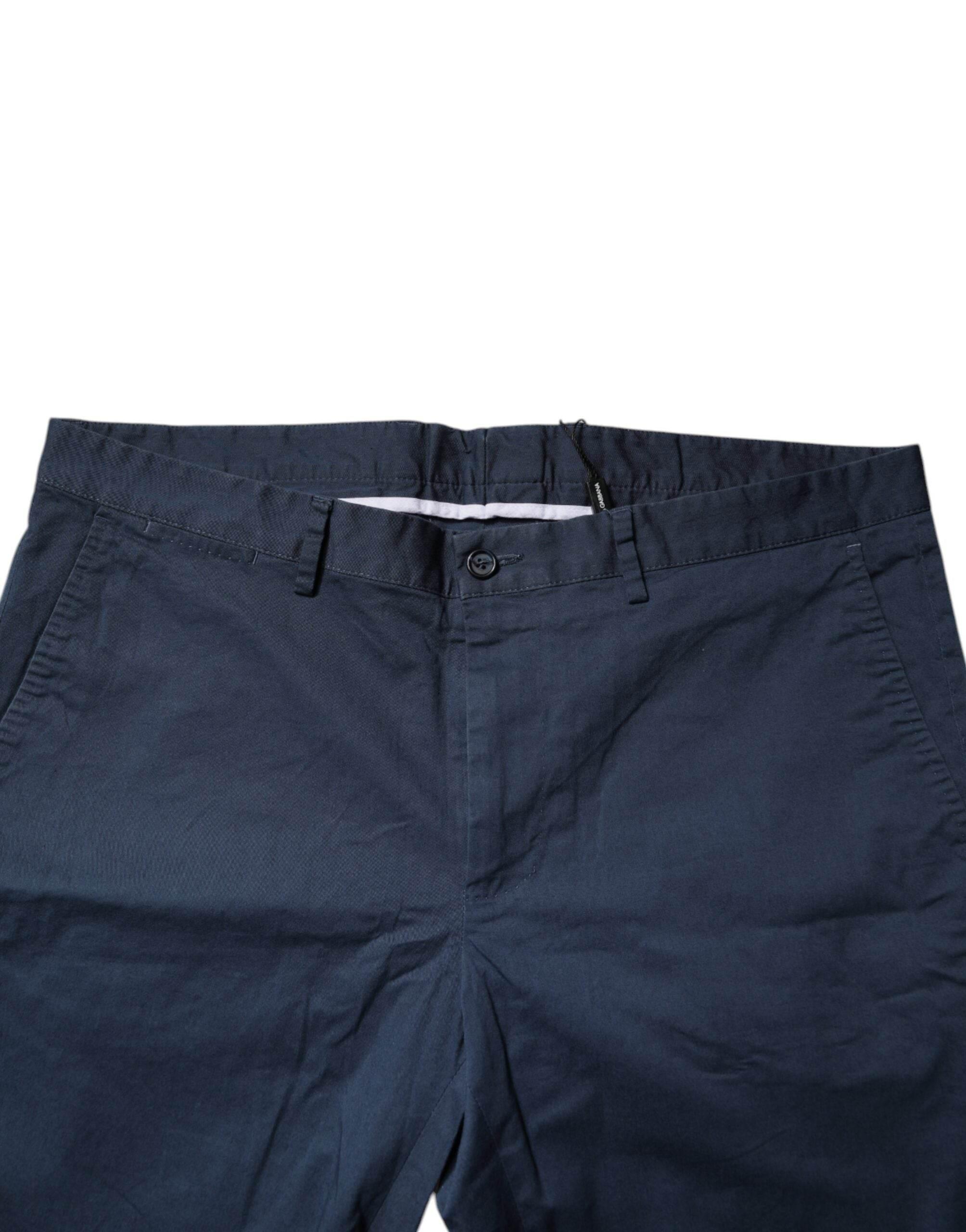 Dolce & Gabbana Blue Cotton Mid Waist Men Bermuda Shorts - Hilstor