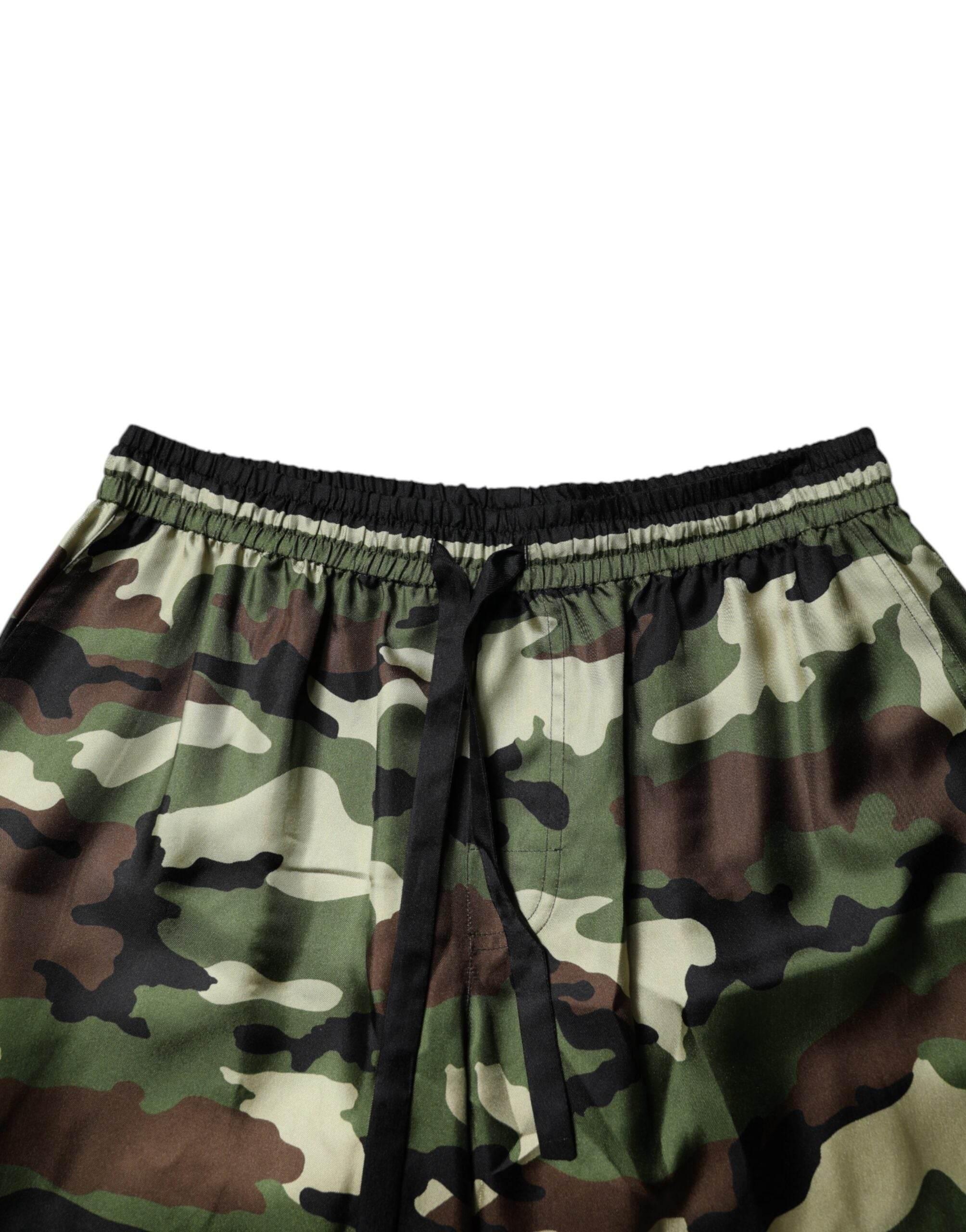 Dolce & Gabbana Multicolor Camouflage Silk Mid Waist Bermuda Shorts - Hilstor