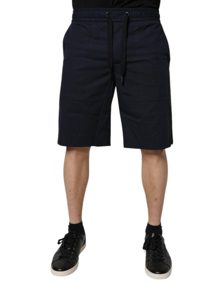 Dolce & Gabbana Dark Blue Cotton Bermuda Sweatshorts Shorts - Hilstor