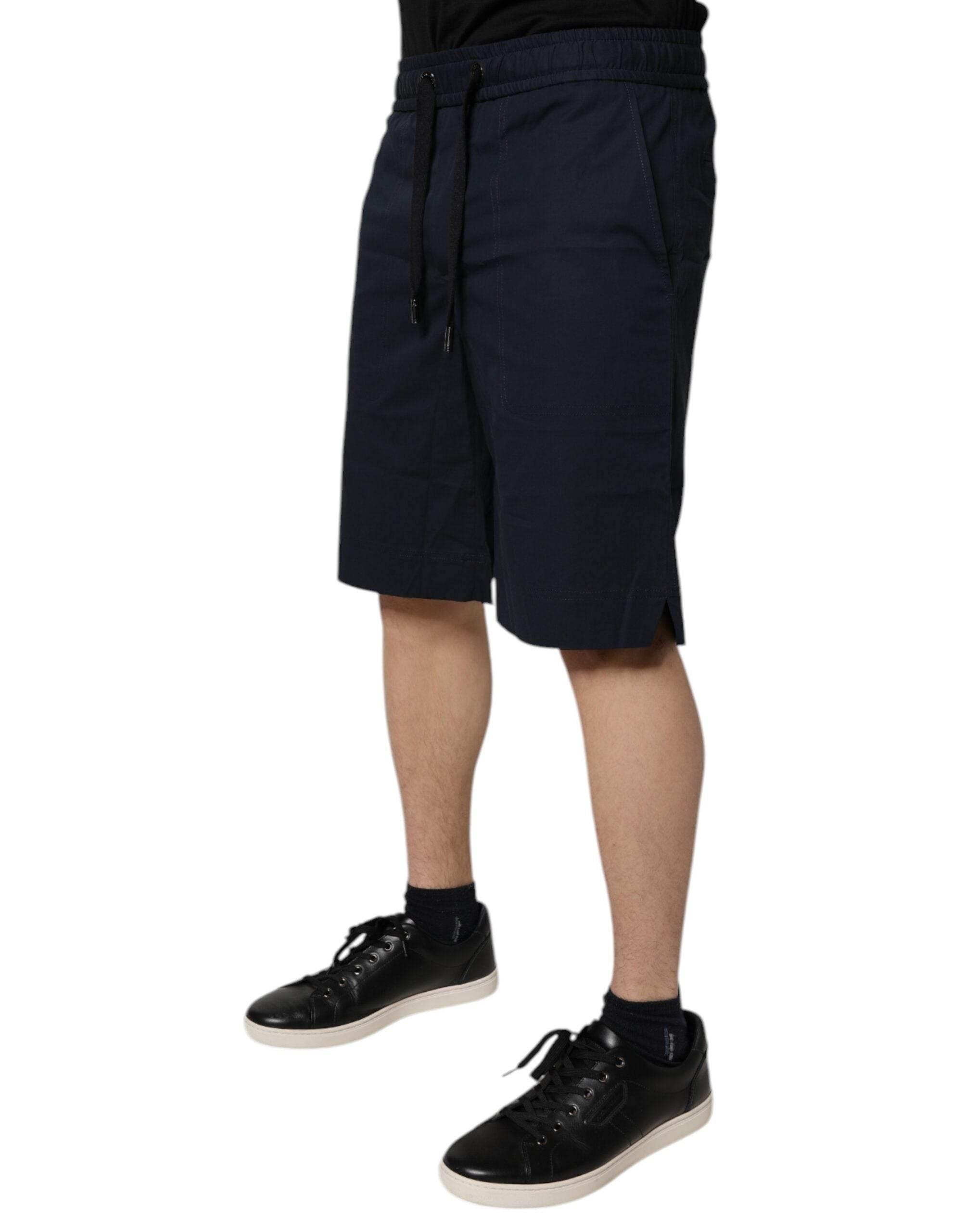 Dolce & Gabbana Dark Blue Cotton Bermuda Sweatshorts Shorts - Hilstor