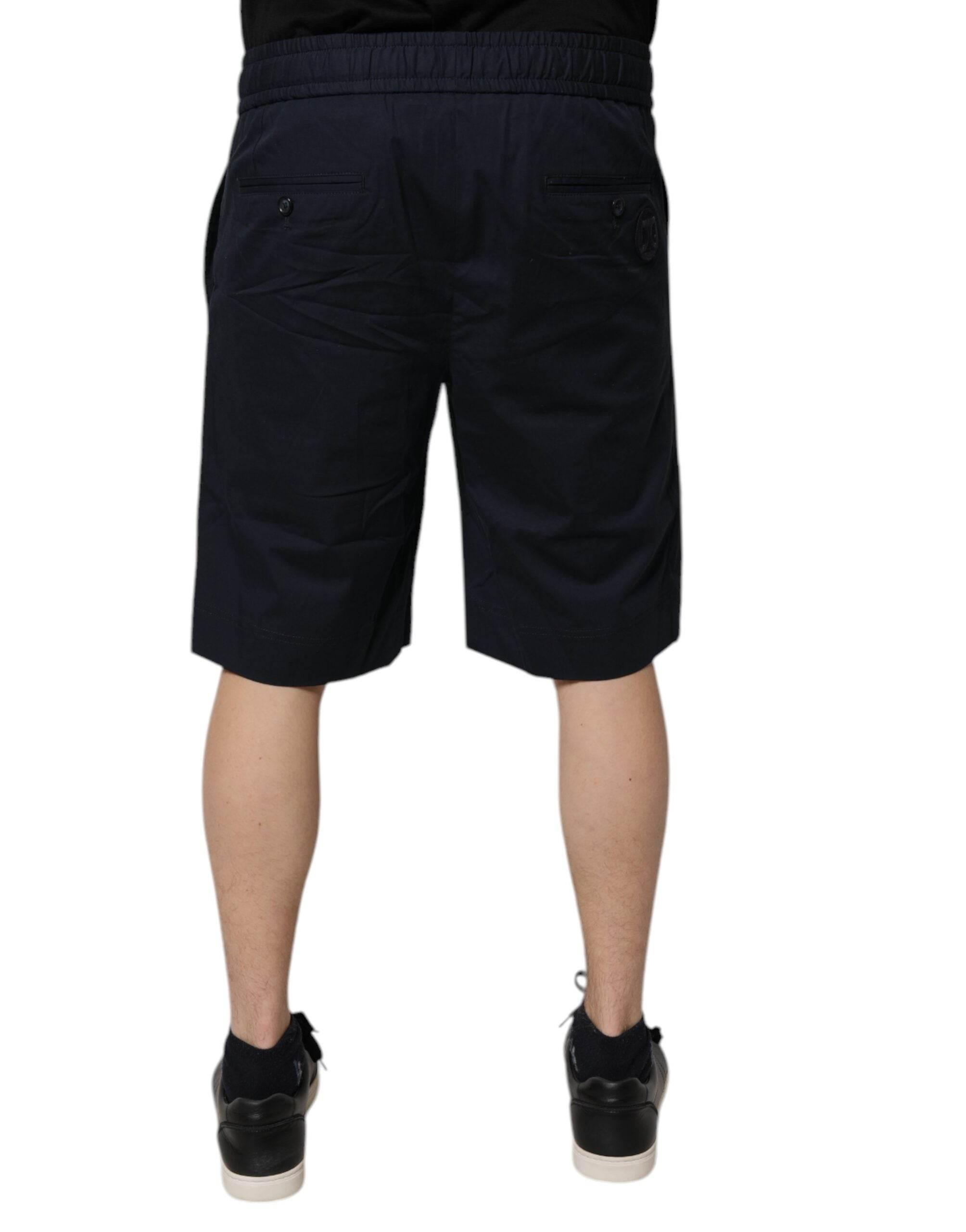 Dolce & Gabbana Dark Blue Cotton Bermuda Sweatshorts Shorts - Hilstor