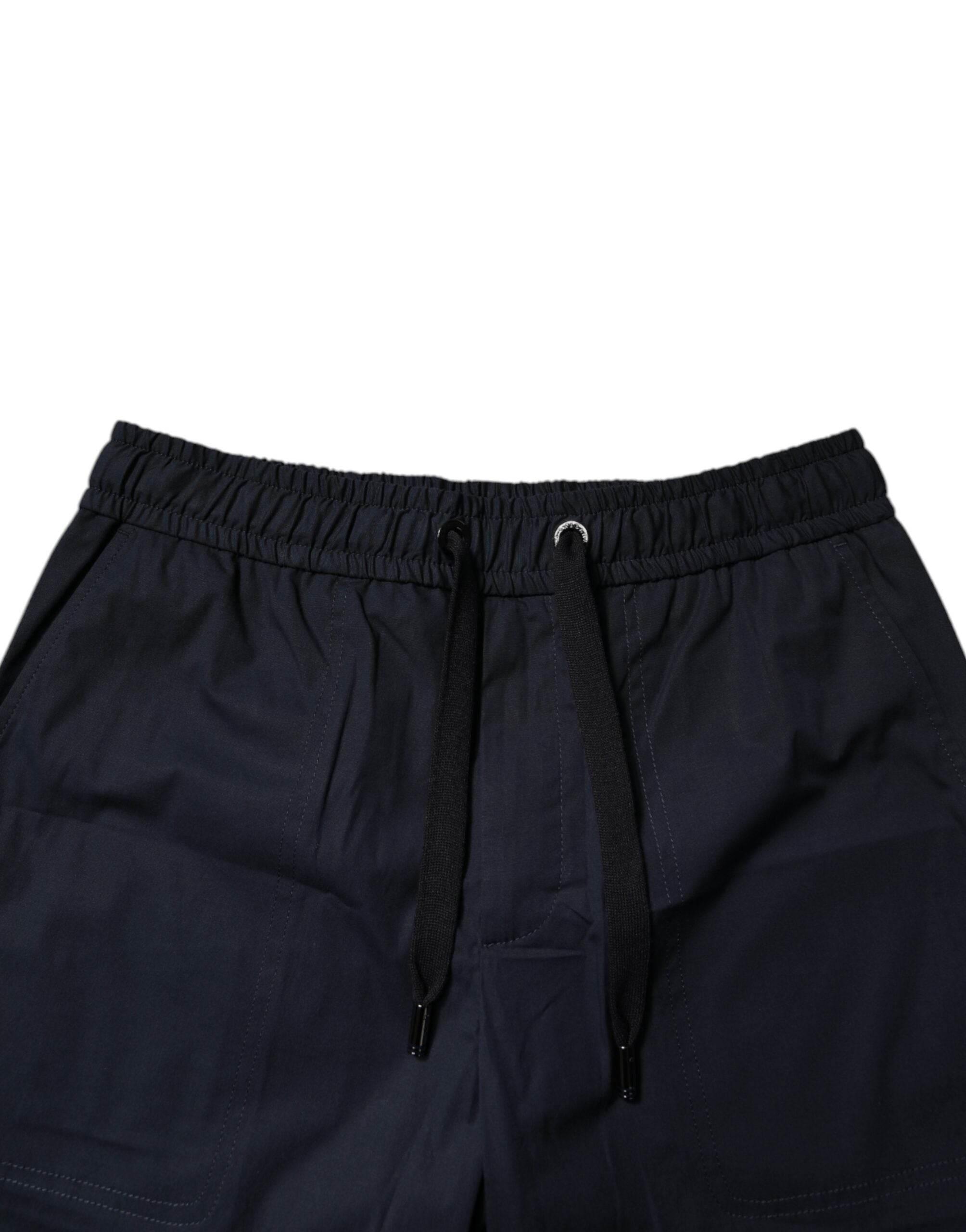 Dolce & Gabbana Dark Blue Cotton Bermuda Sweatshorts Shorts - Hilstor