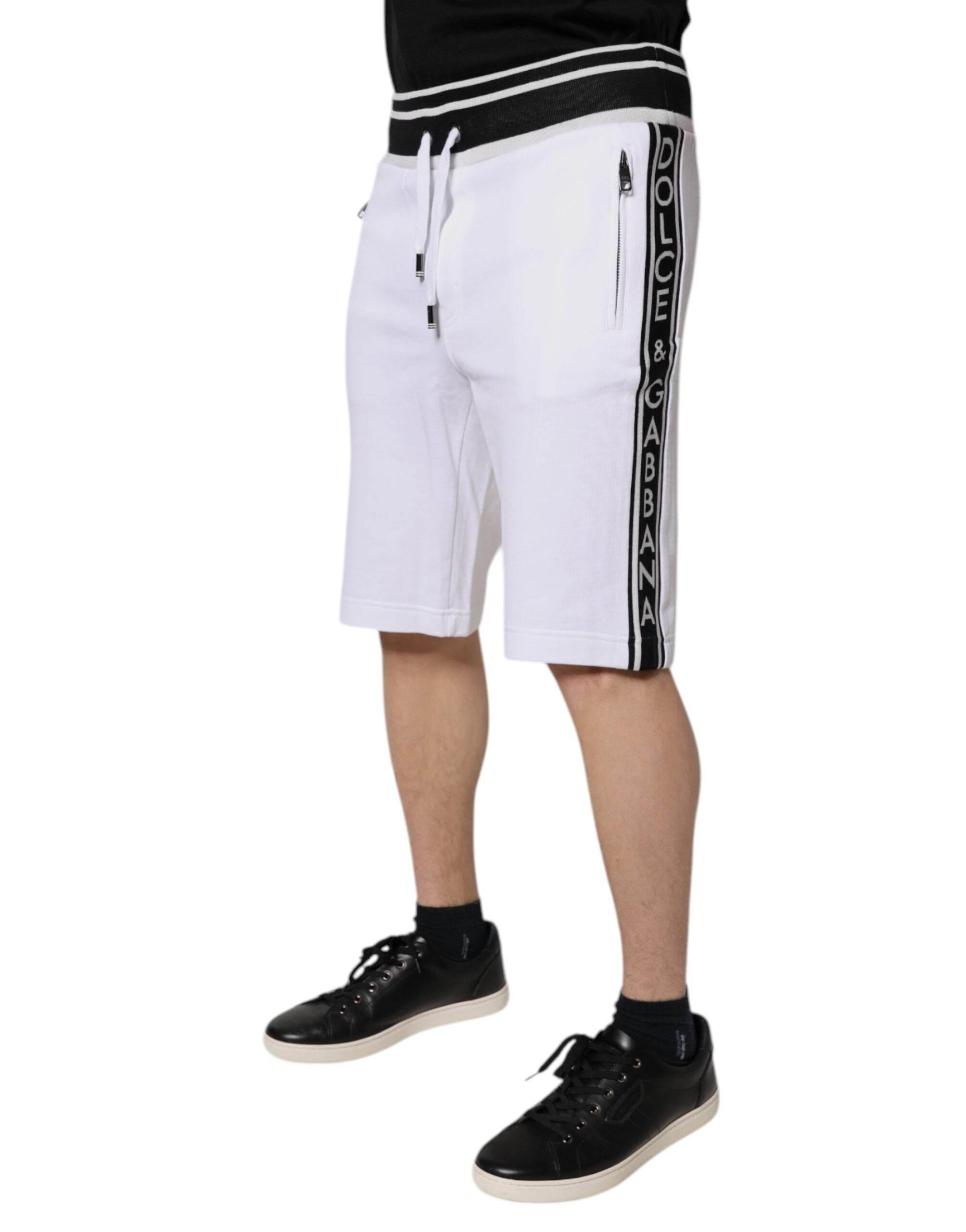 Dolce & Gabbana White King Cotton Bermuda Sweatshorts Shorts - Hilstor