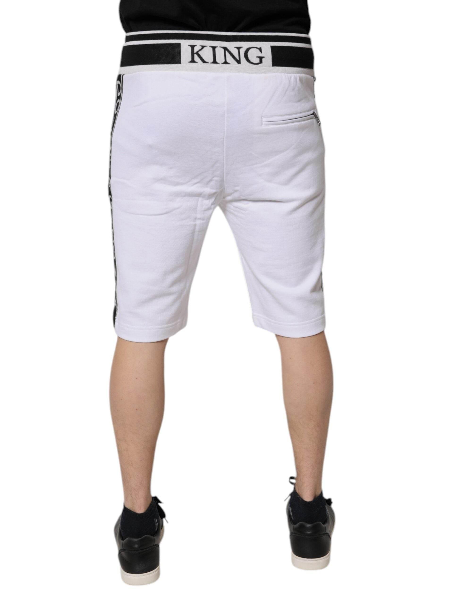 Dolce & Gabbana White King Cotton Bermuda Sweatshorts Shorts - Hilstor