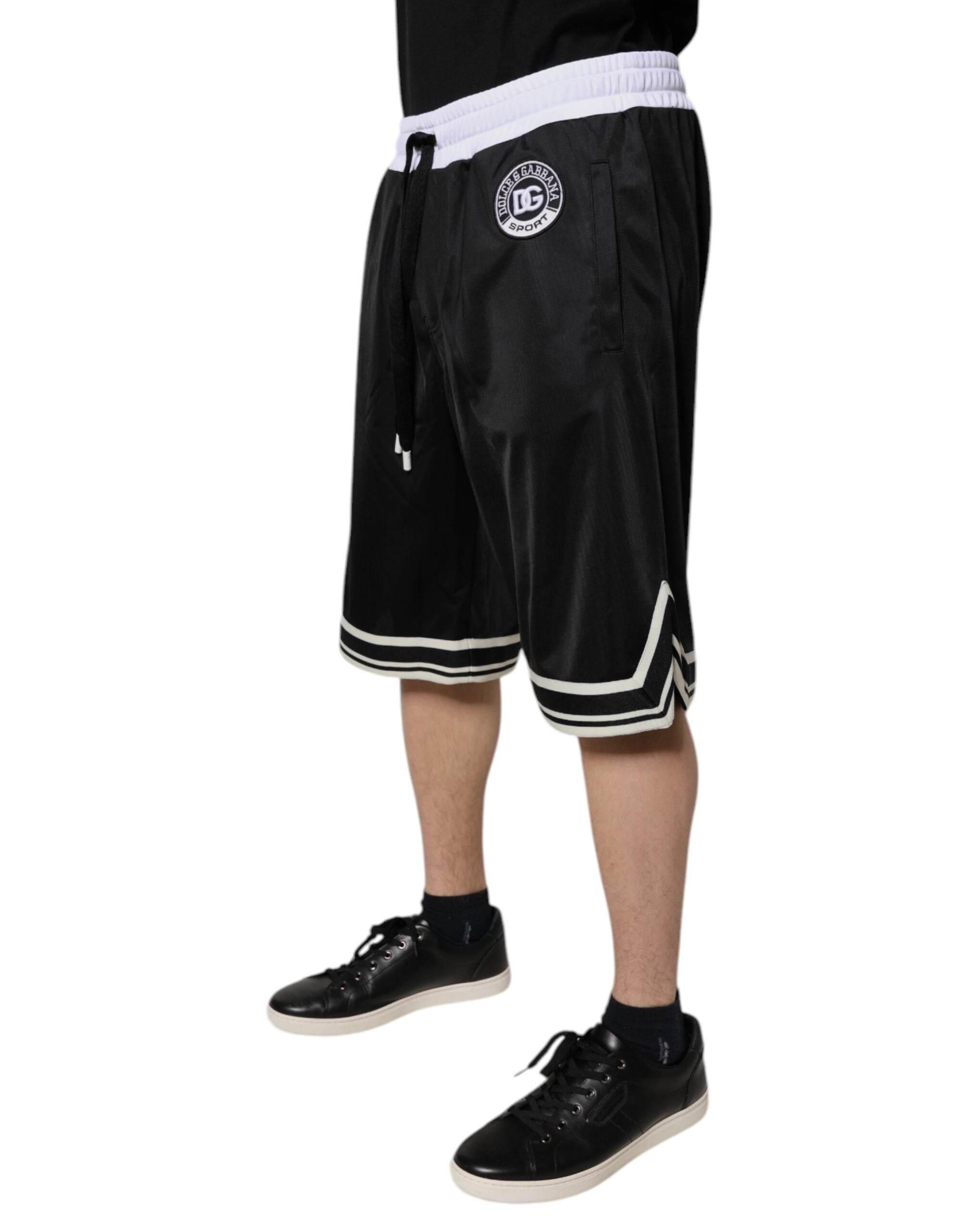 Dolce & Gabbana Black White Men Bermuda Sweatshorts Shorts - Hilstor