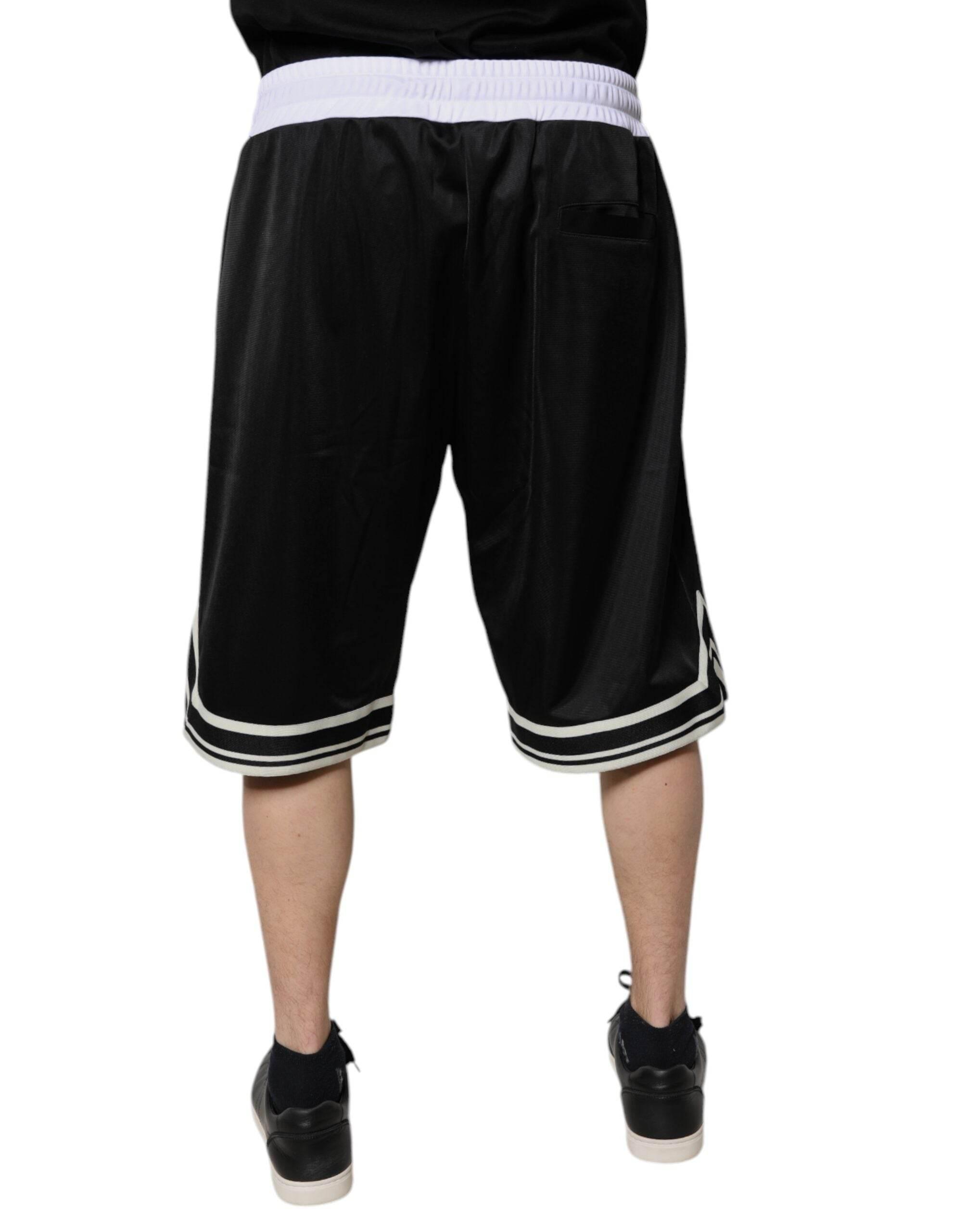 Dolce & Gabbana Black White Men Bermuda Sweatshorts Shorts - Hilstor