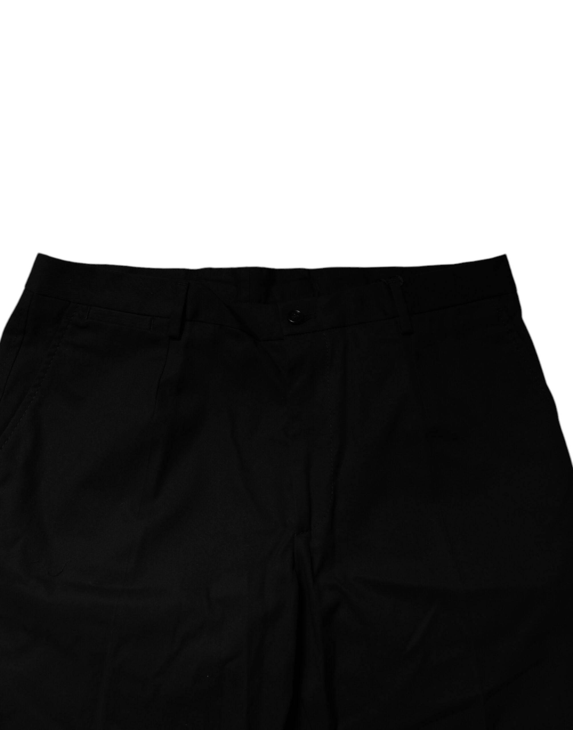 Dolce & Gabbana Black Cotton Stretch Mid Waist Bermuda Shorts - Hilstor